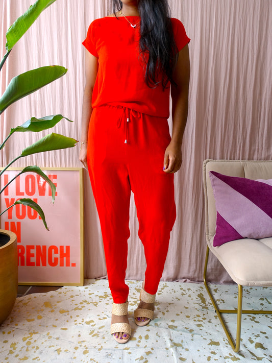 Mads Nørgaard crêpe Georgette Cavi jumpsuit passion red