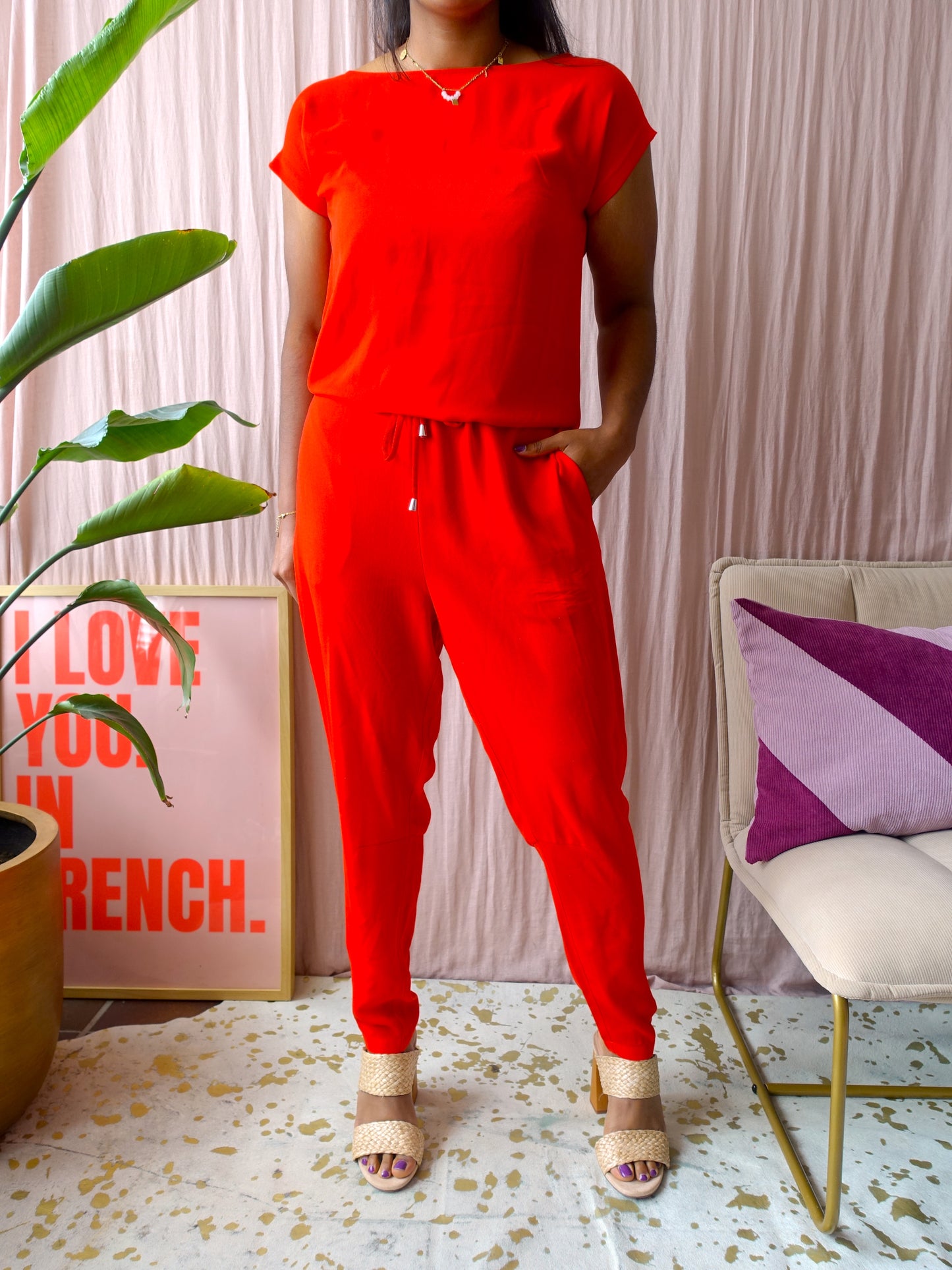 Mads Nørgaard crêpe Georgette Cavi jumpsuit passion red