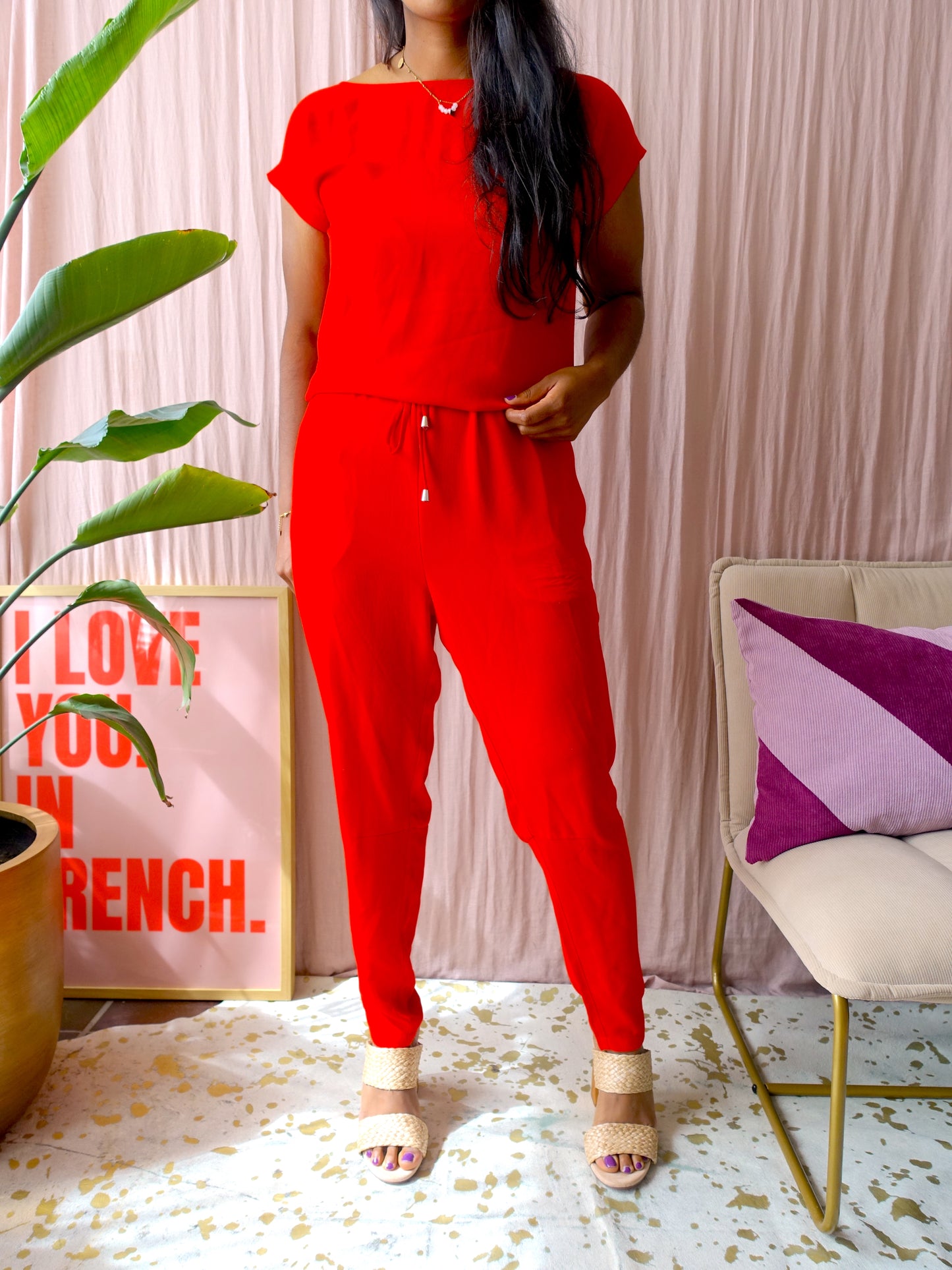 Mads Nørgaard crêpe Georgette Cavi jumpsuit passion red