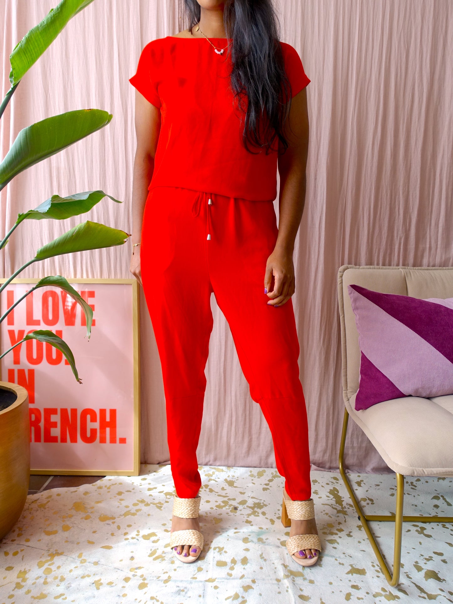 Mads Nørgaard crêpe Georgette Cavi jumpsuit passion red