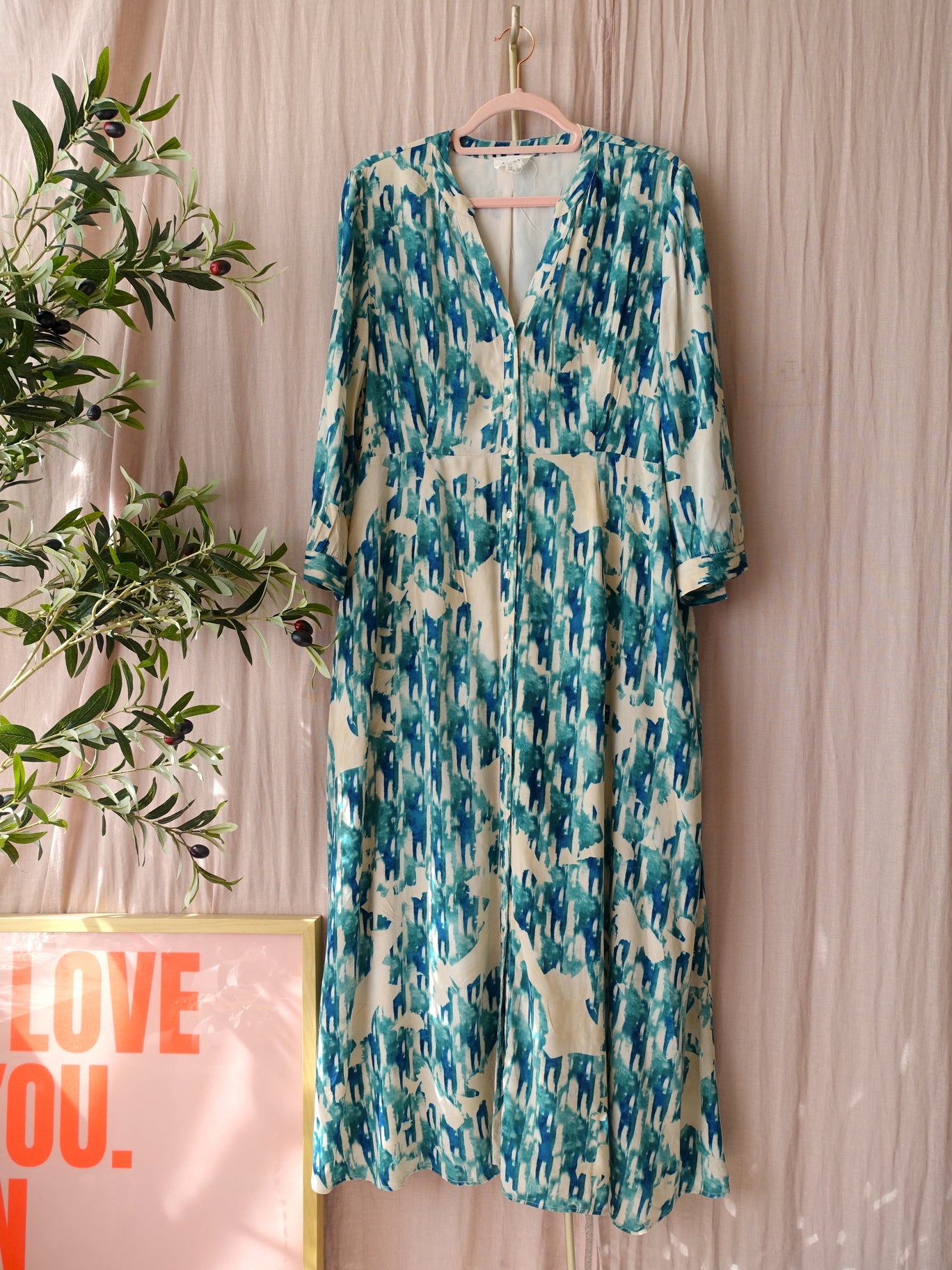 Maison 123 Paris maxi jurk teal / ecru