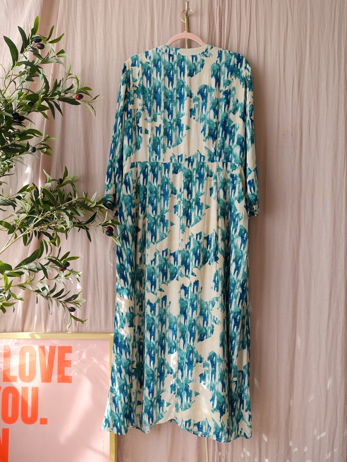 Maison 123 Paris maxi jurk teal / ecru