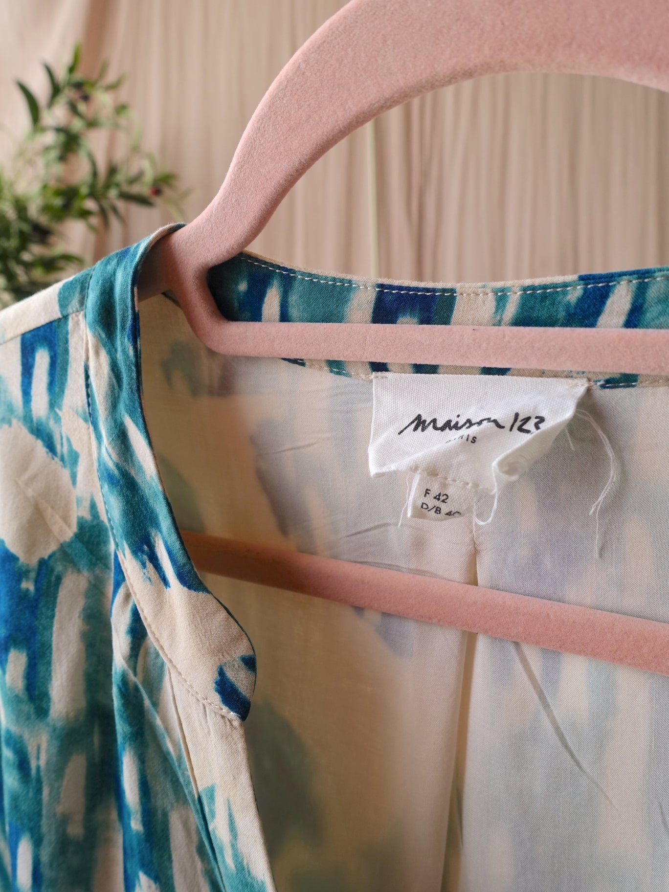 Maison 123 Paris maxi jurk teal / ecru