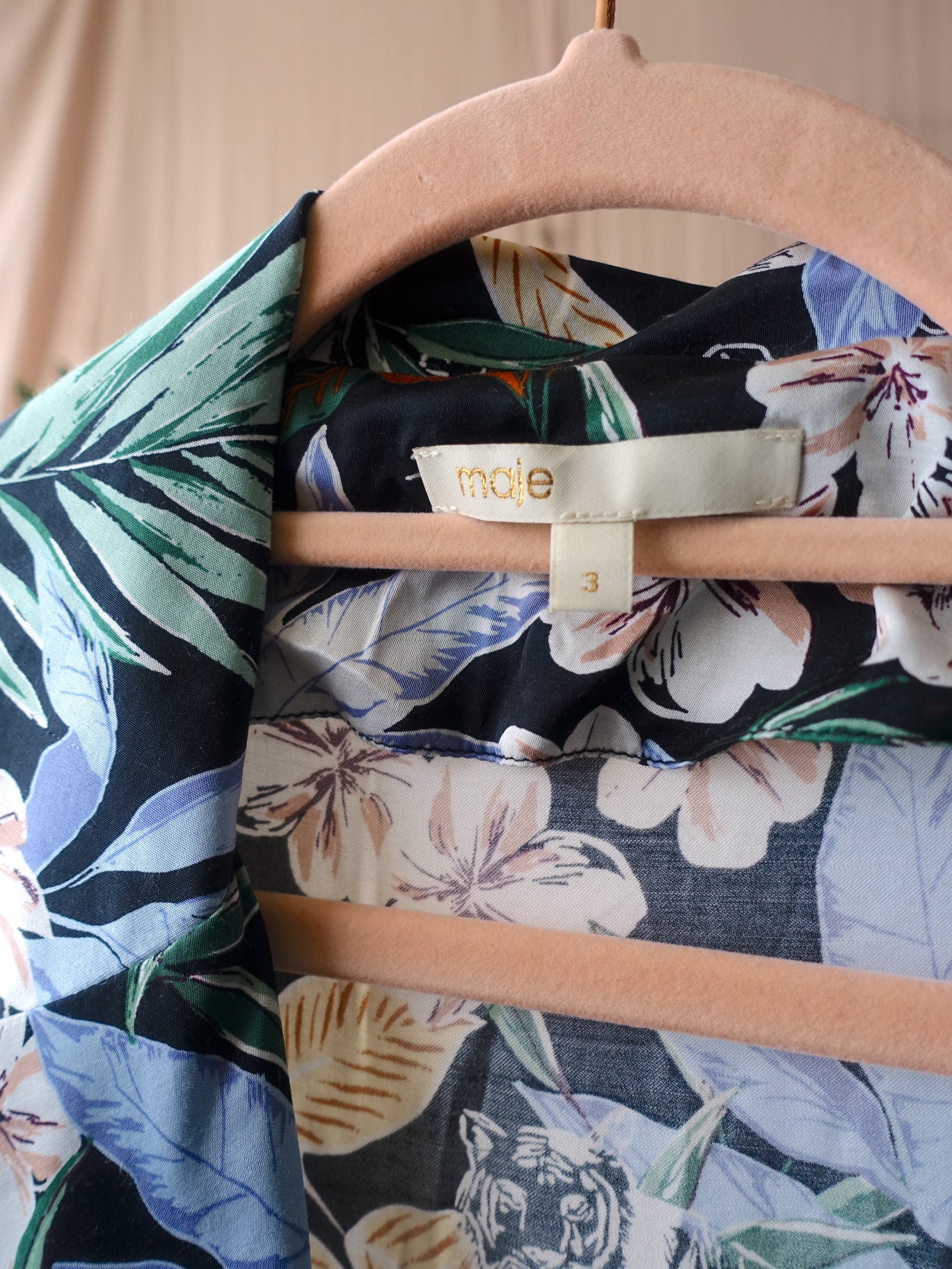 Maje cioni jungle print satin blazer shirt