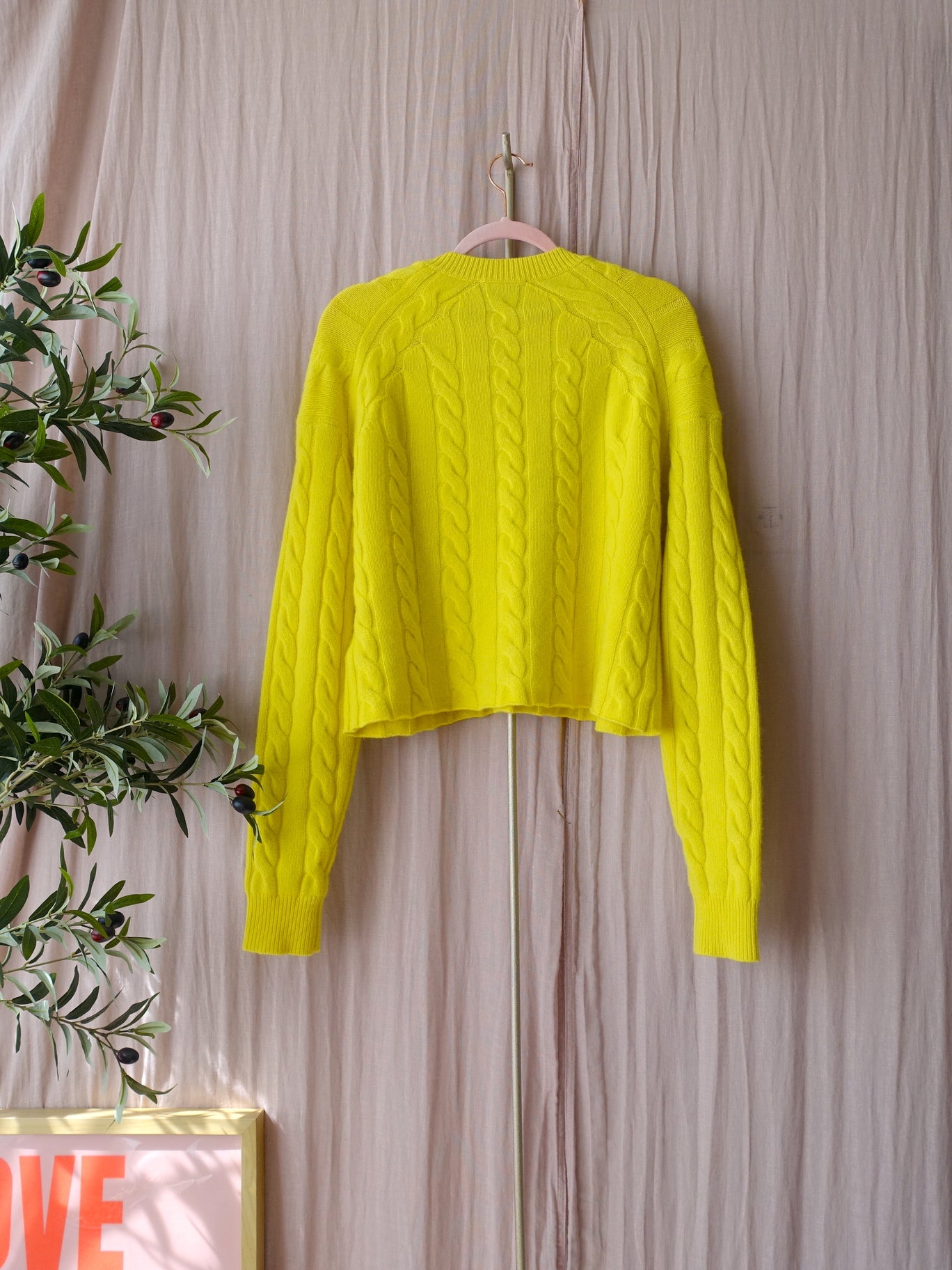 Maje Paris cashmere cable knit pullover bright yellow