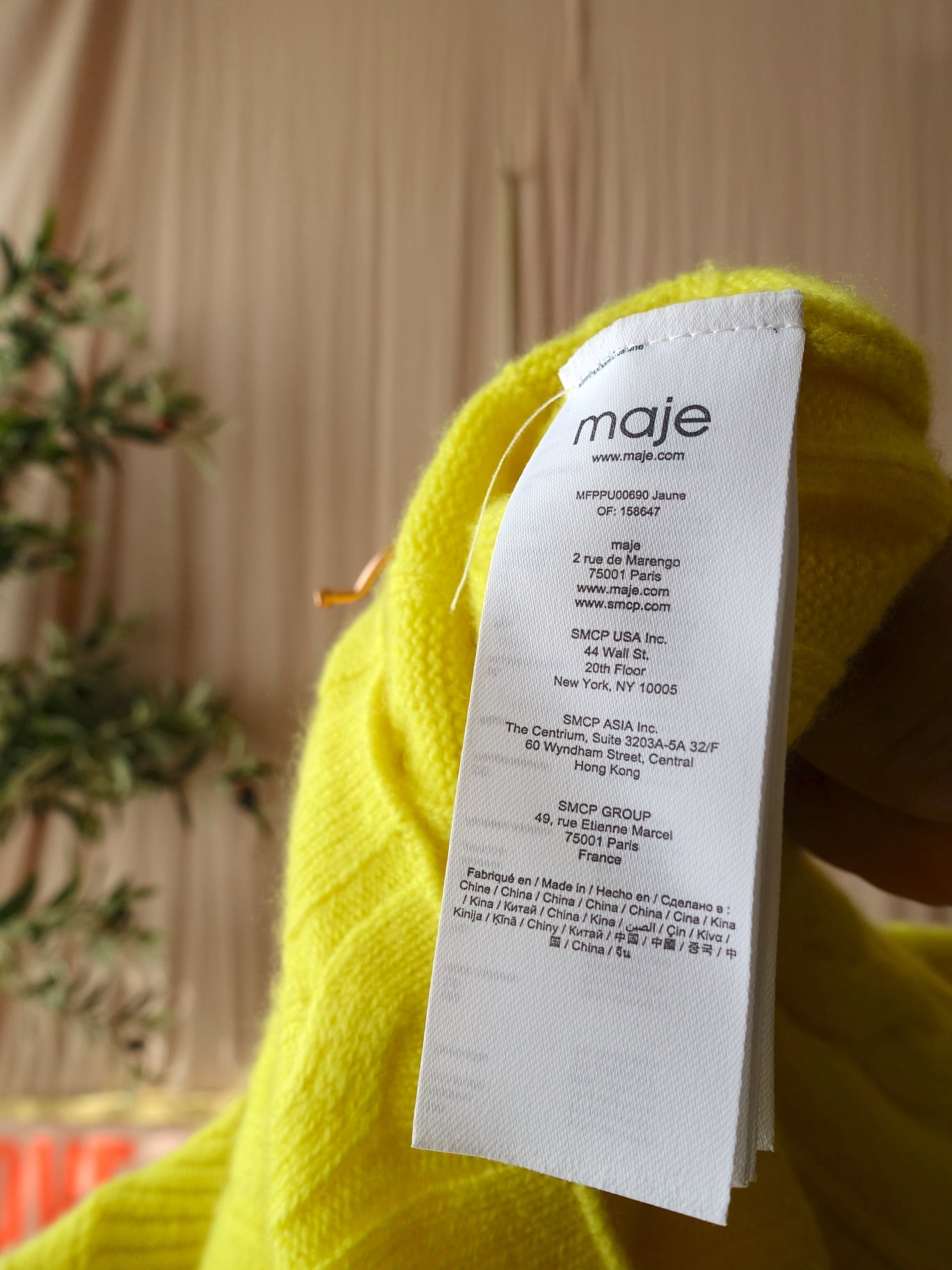 Maje Paris cashmere cable knit pullover bright yellow