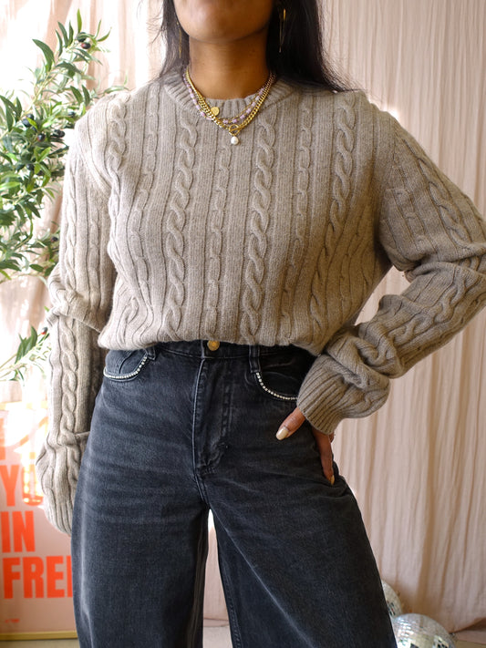 Hugo Boss cashmereblend cable knit taupe greige