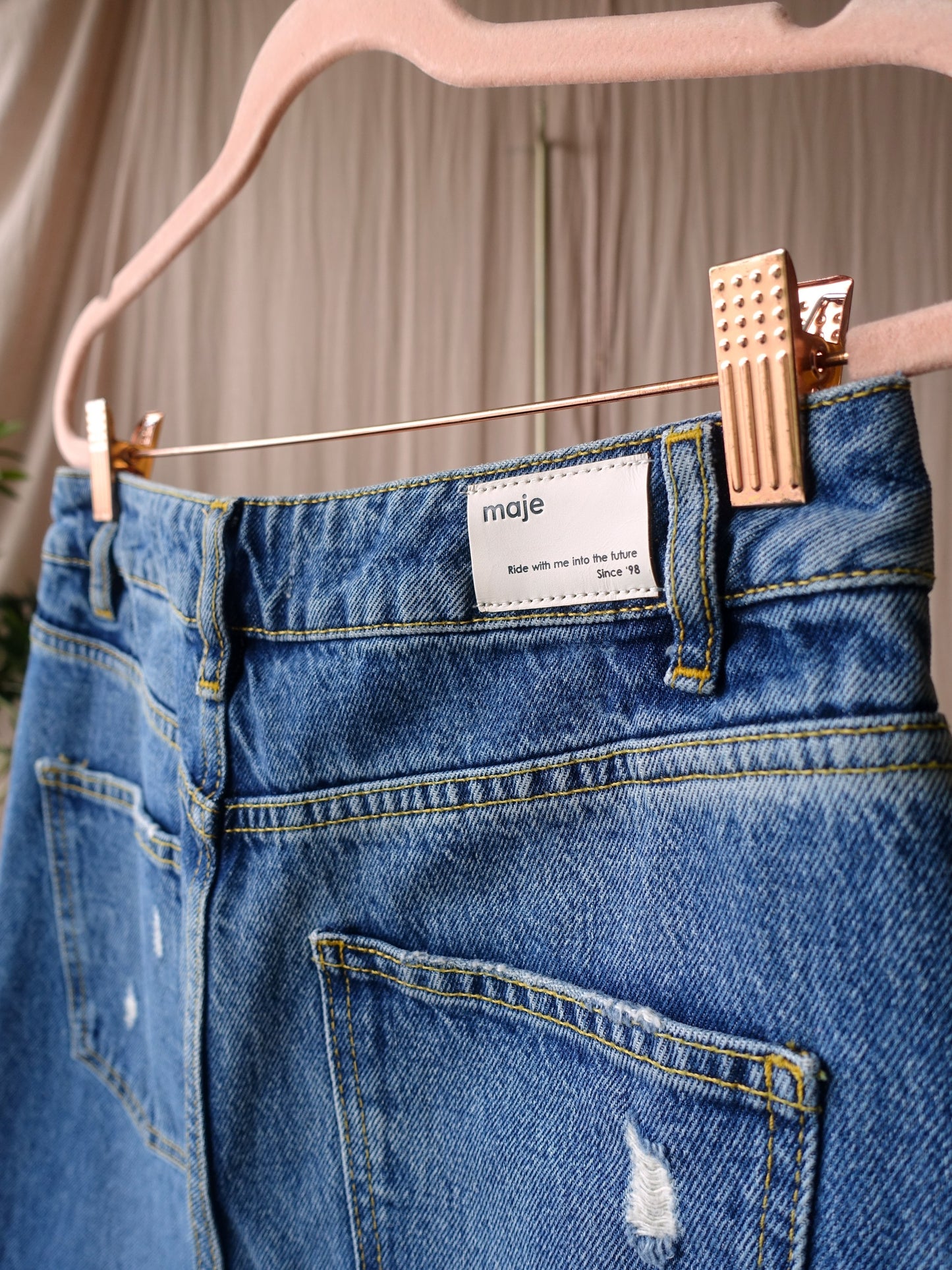 Maje cropped straight pima zip denim