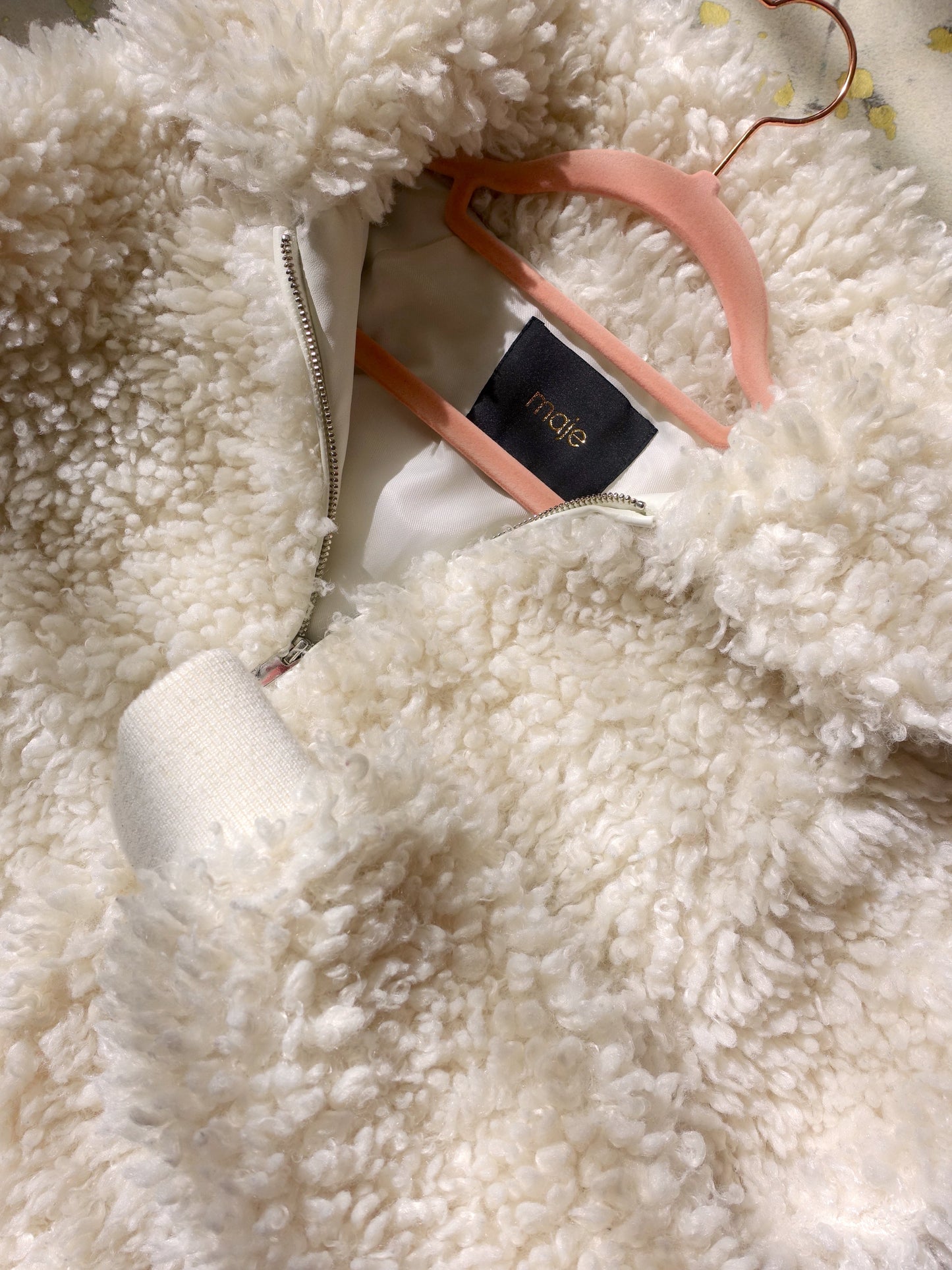 Maje Paris faux shearling cropped jack wit
