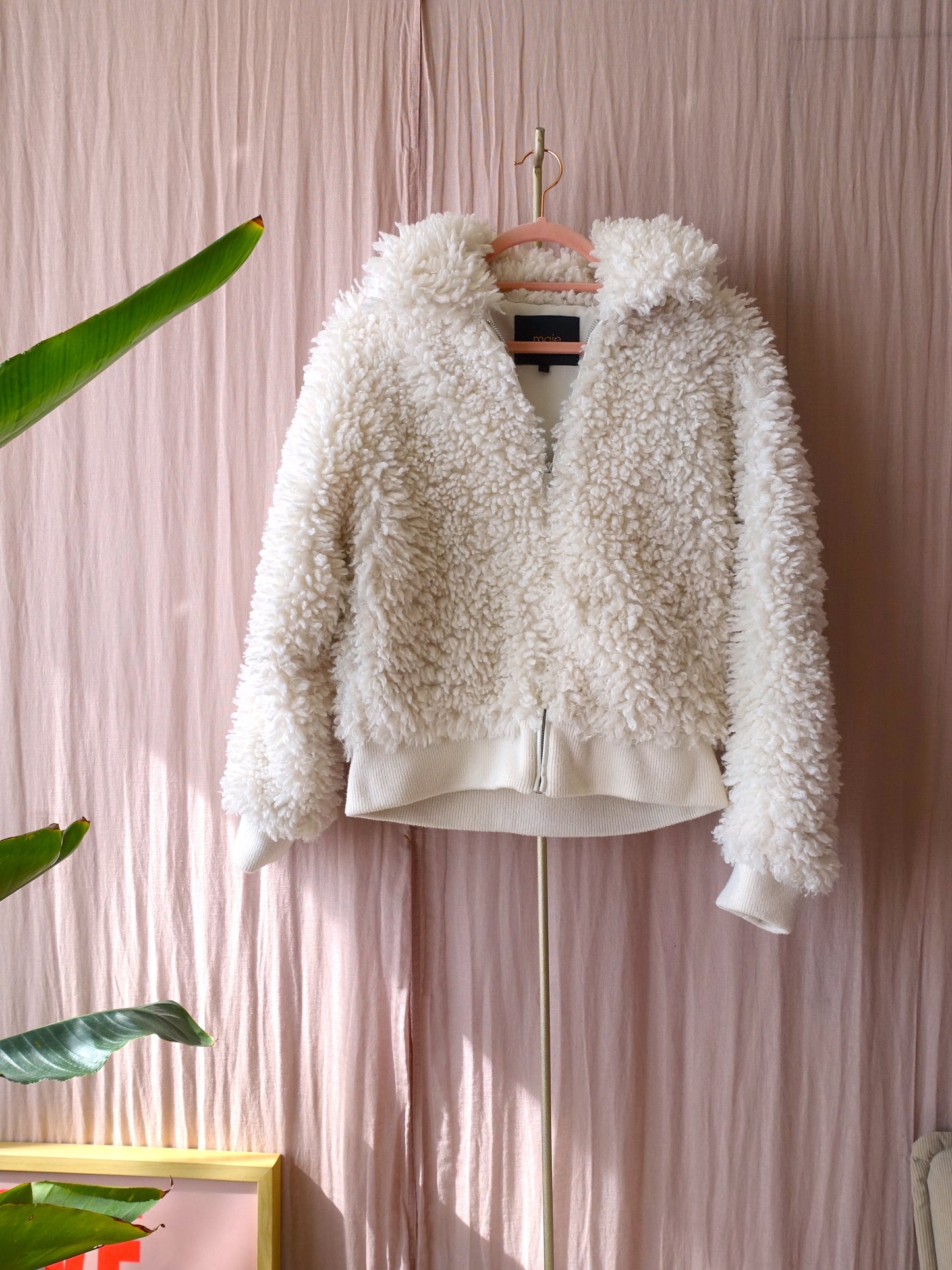 Maje Paris faux shearling cropped jack wit