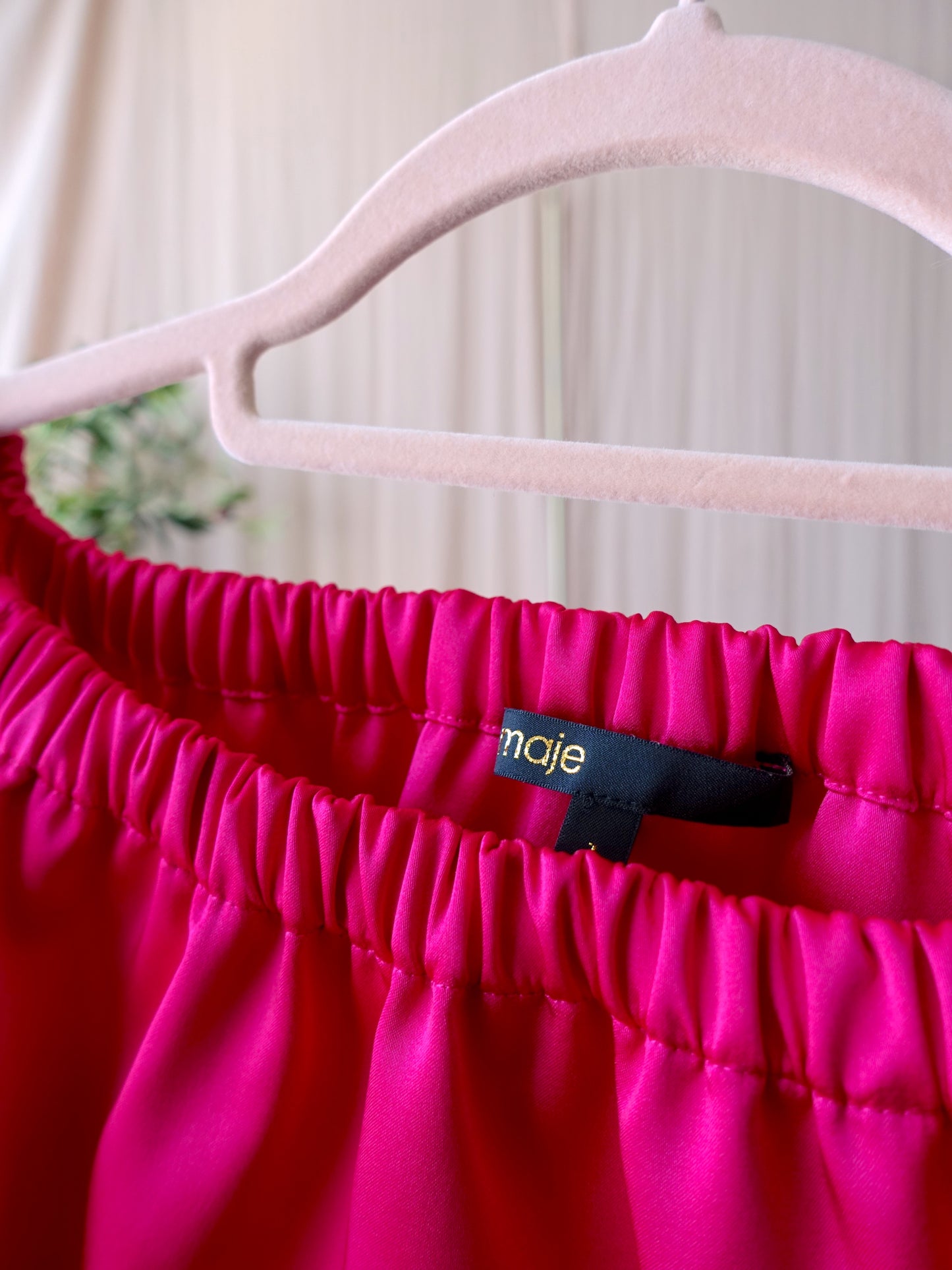 Maje Paris luny shiny offshoulder top fuchsia