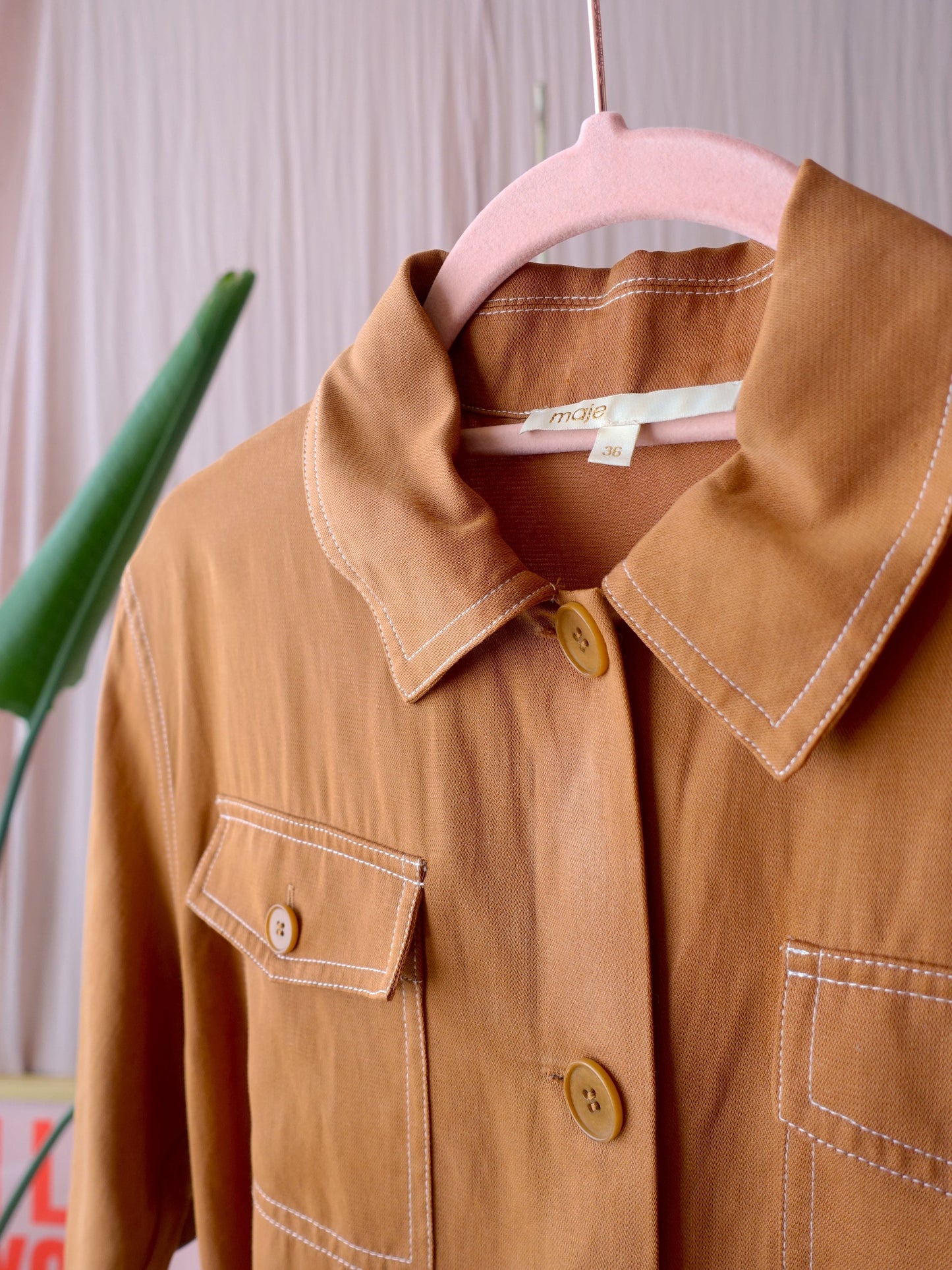 Maje Paris lyocell belted playsuit camel
