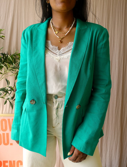 Marc Cain premium linnenmix blazer court green