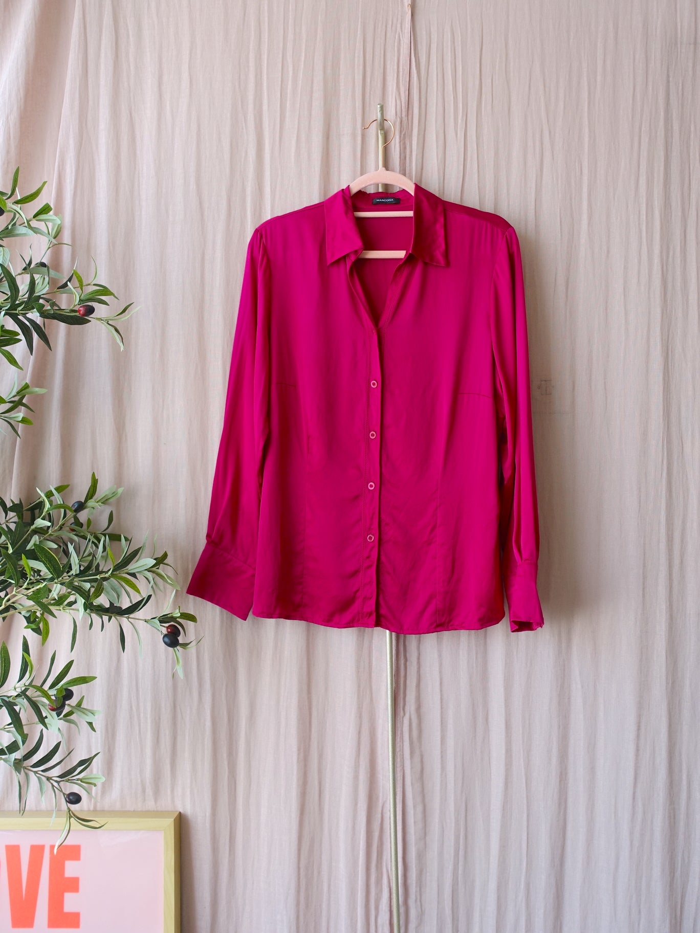 Vintage Marcona 100% silk shirt magenta