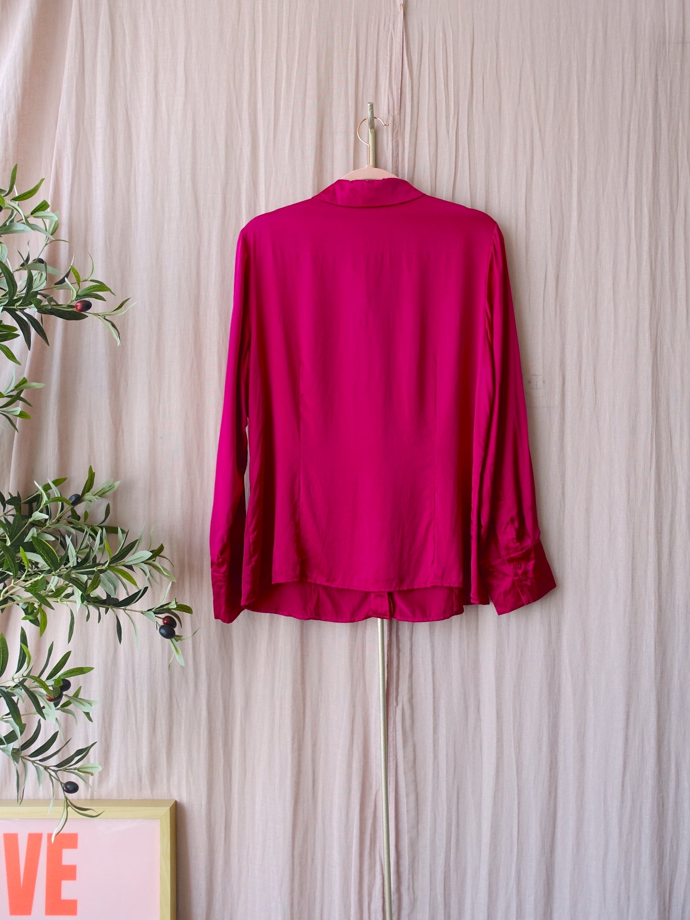 Vintage Marcona 100% silk shirt magenta