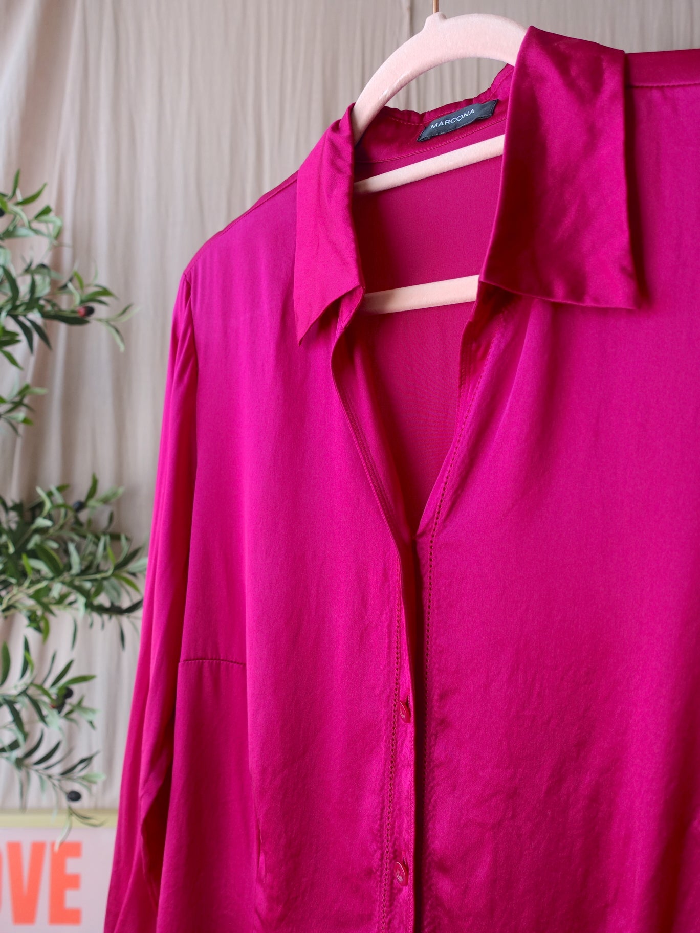 Vintage Marcona 100% silk shirt magenta
