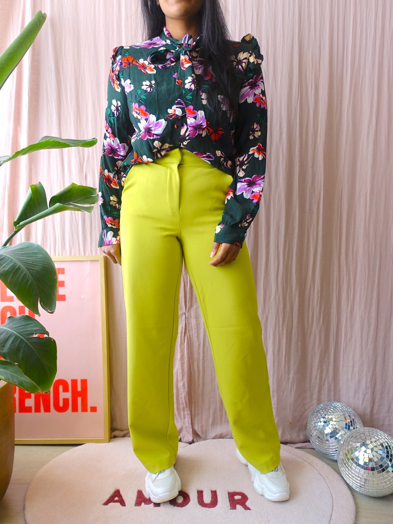 Y.A.S wide leg high rise broek apple green
