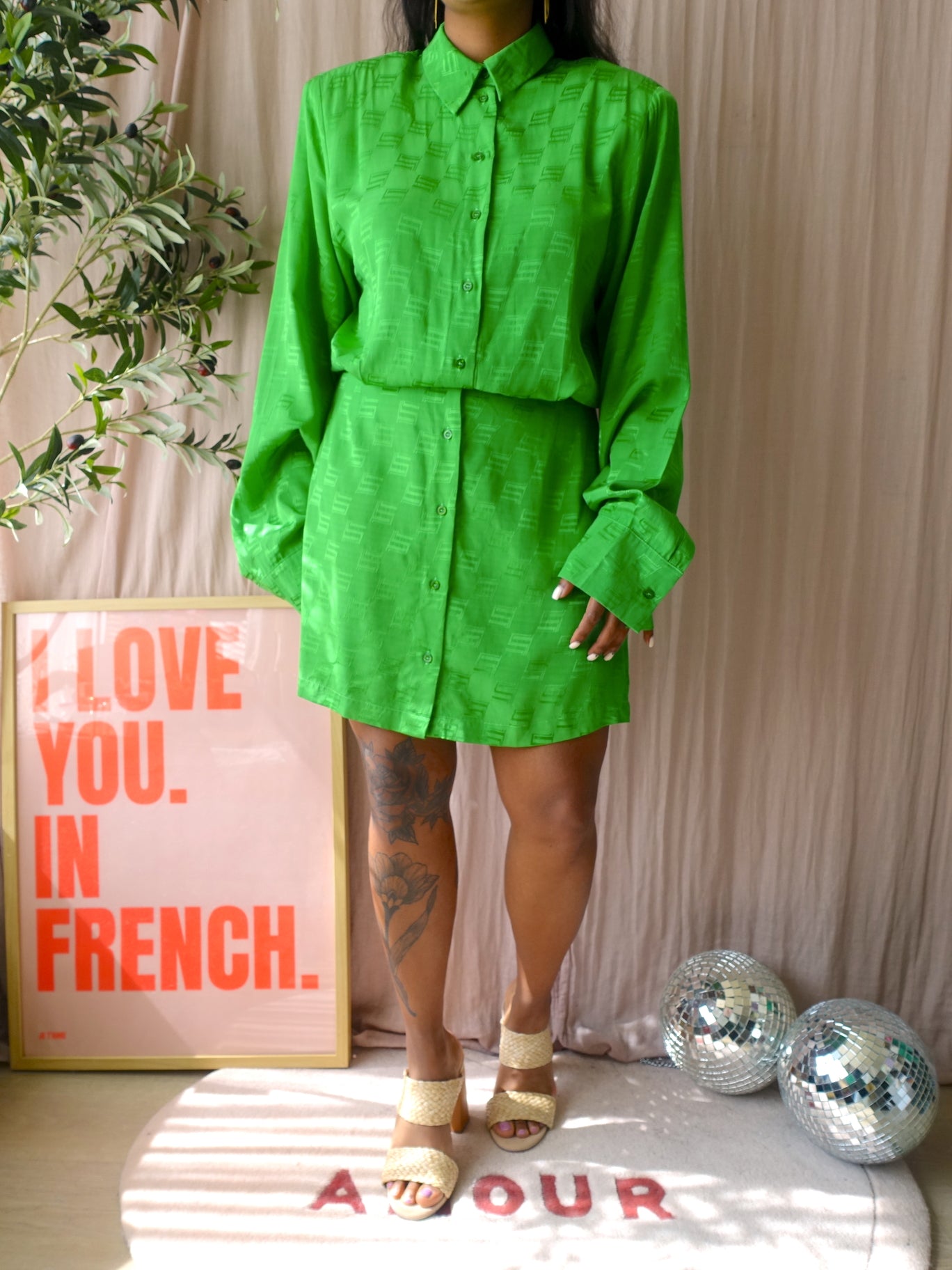 Monica Geuze x Shoeby sophisticated jacquard jurk jelly bean