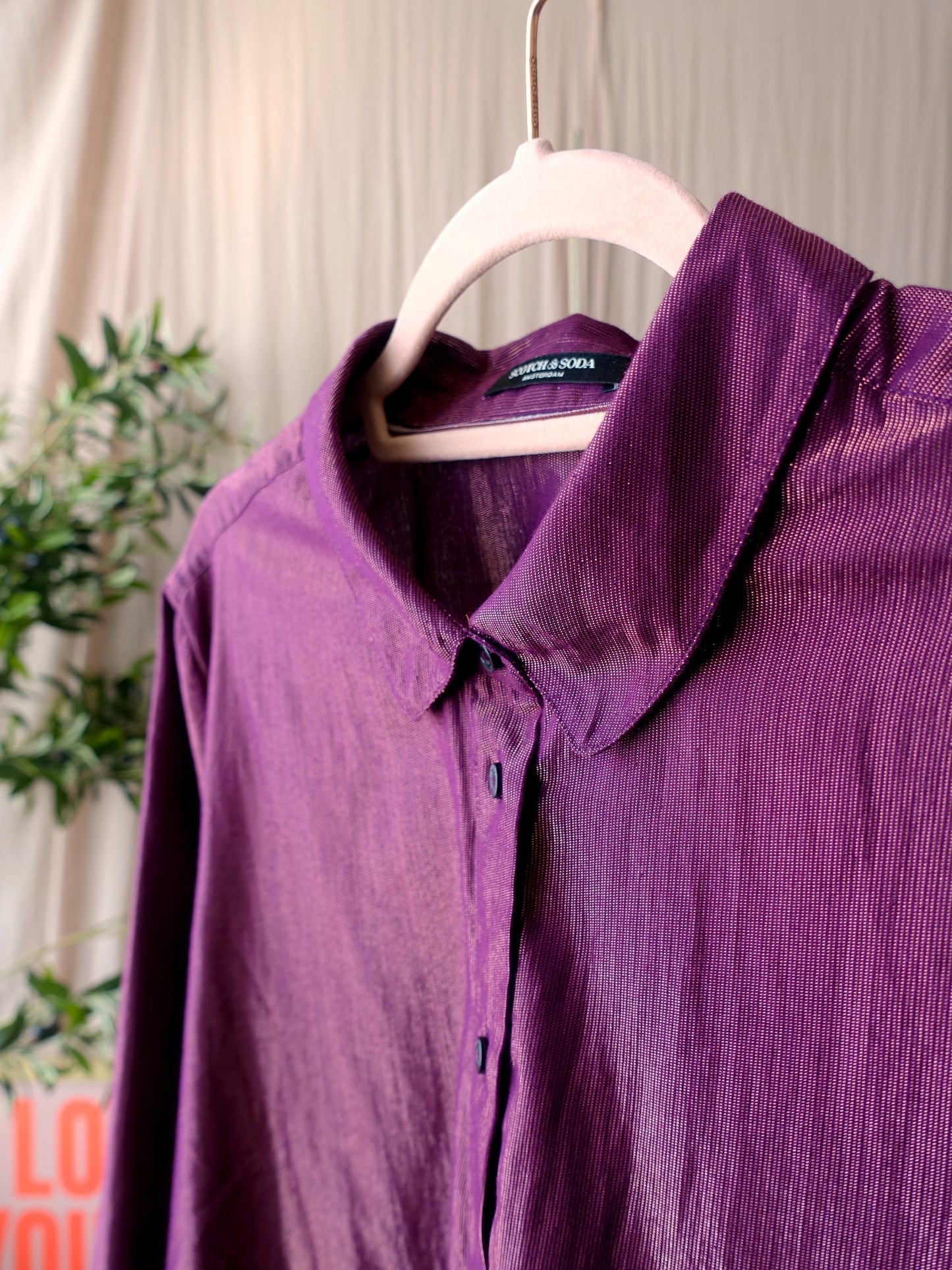 Scotch & Soda cotton lurex blouse aubergine sunset