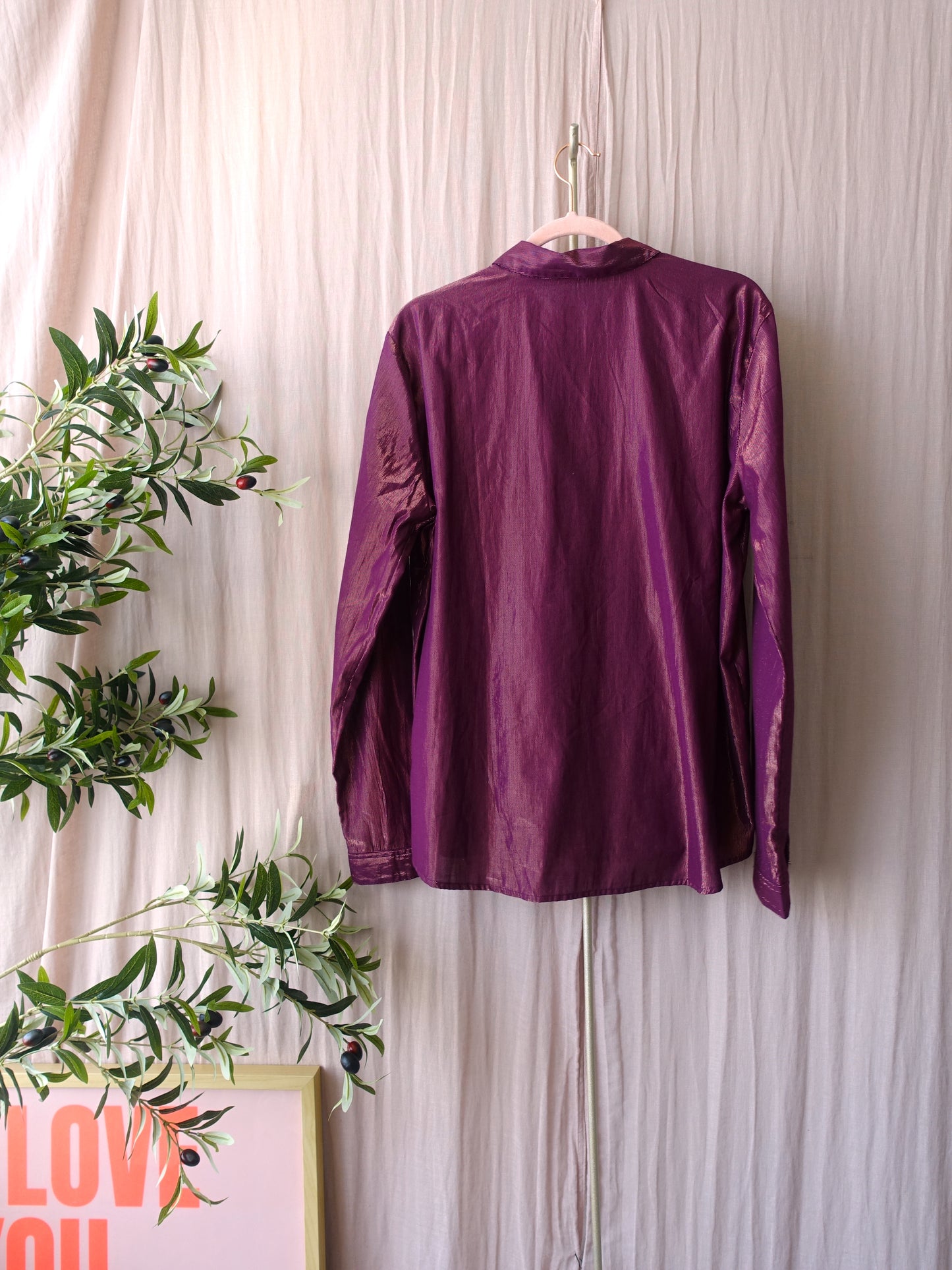 Scotch & Soda cotton lurex blouse aubergine sunset