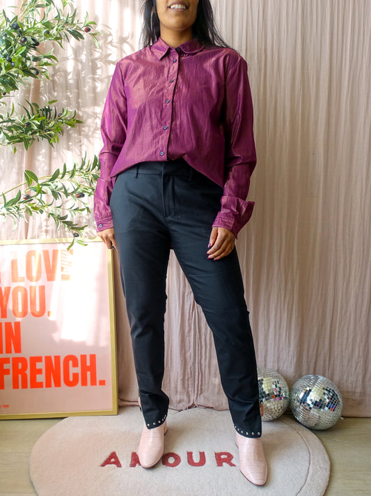 Scotch & Soda cotton lurex blouse aubergine sunset