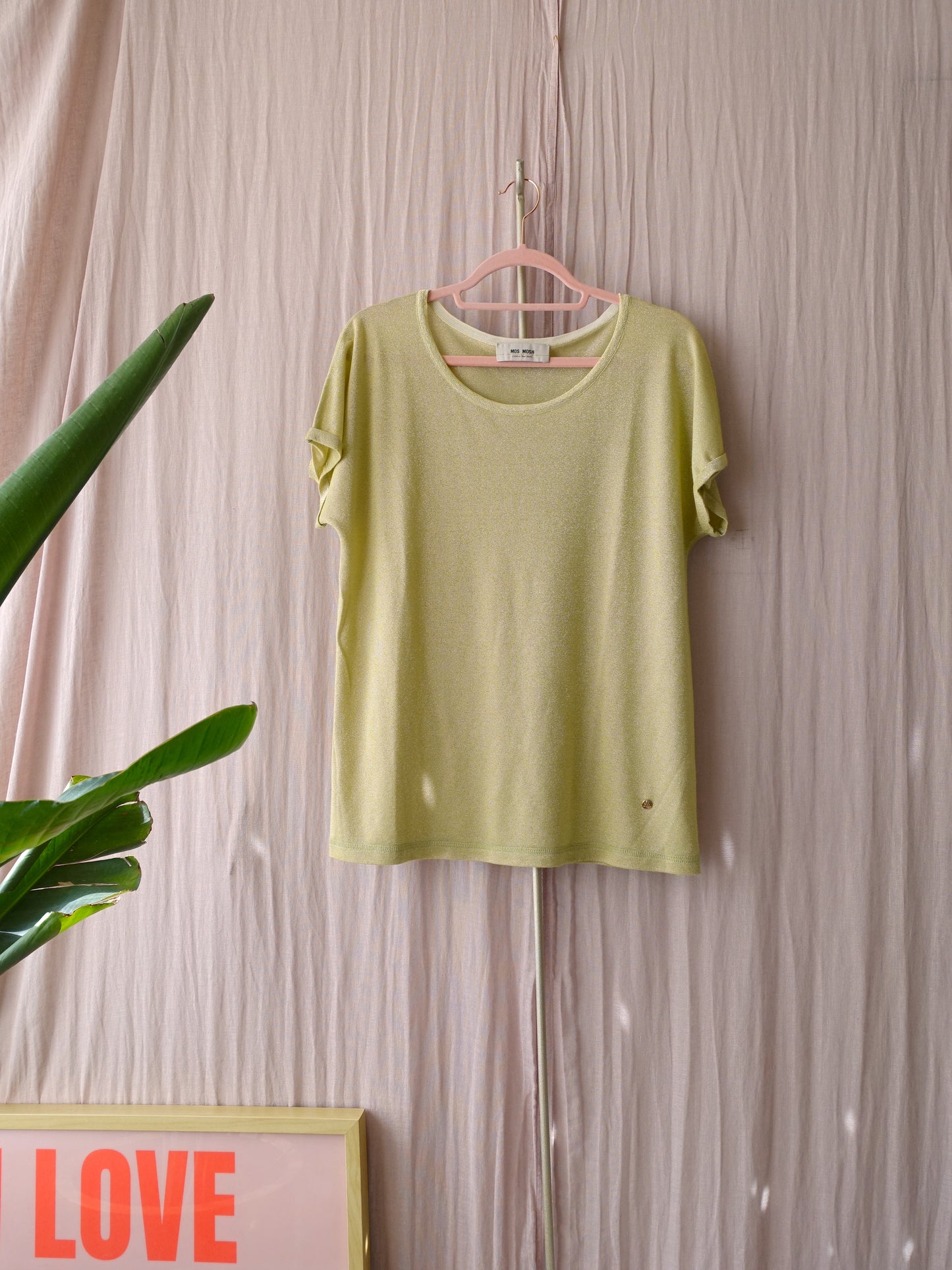 Mos Mosh knitted lurex tee golden olive