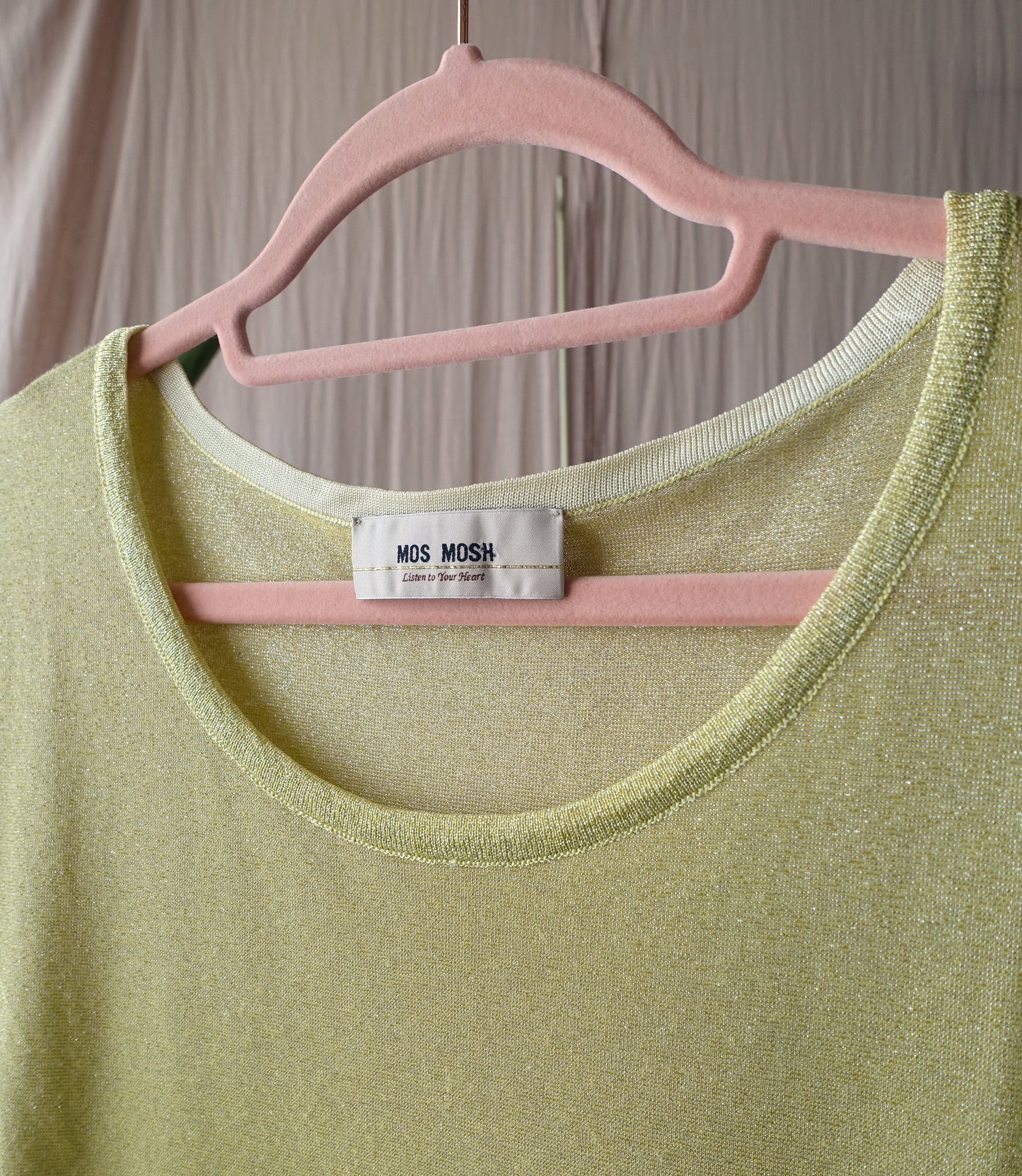 Mos Mosh knitted lurex tee golden olive