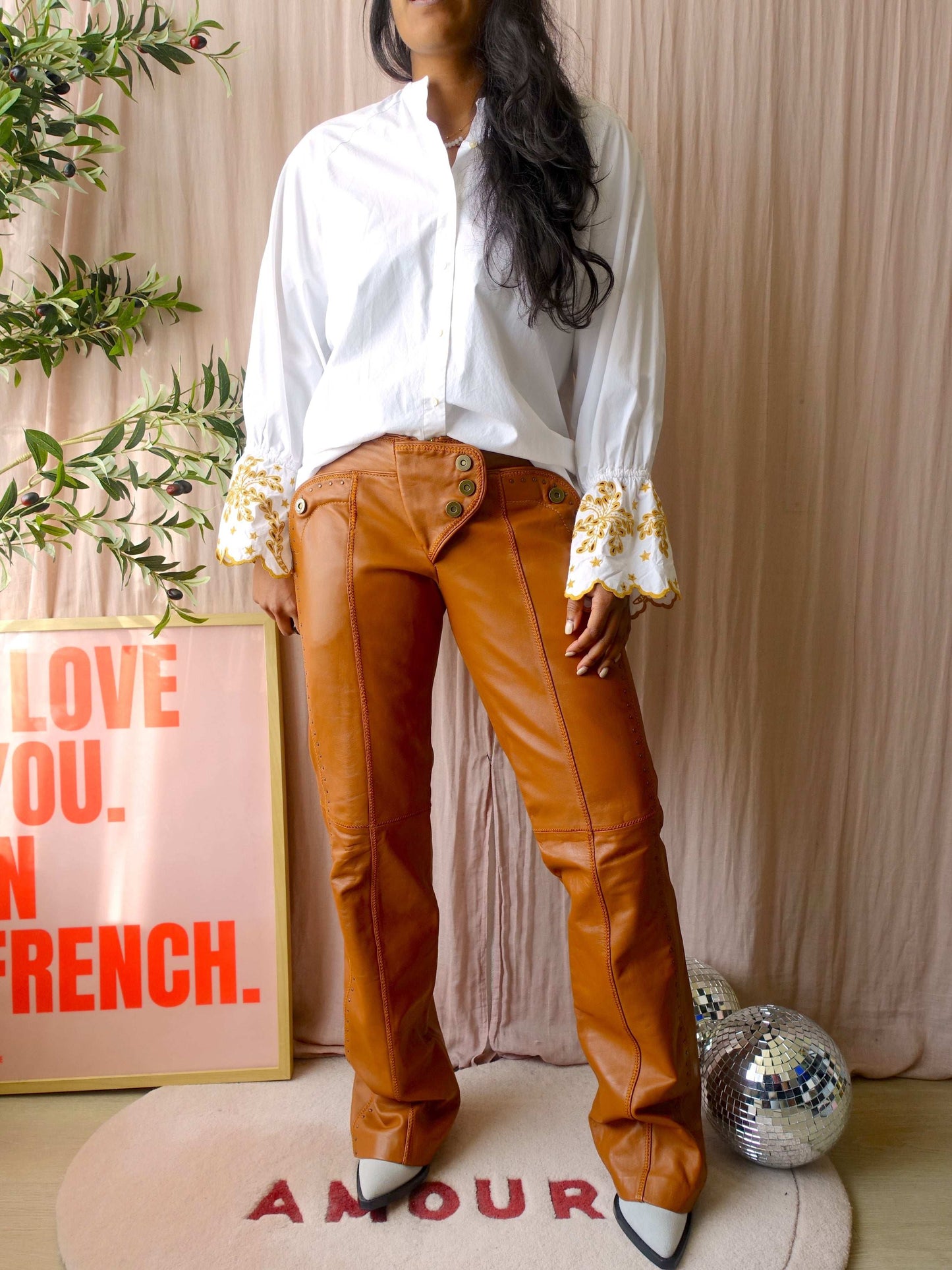 Munthe Plus Simonsen lamslederen broek cognac