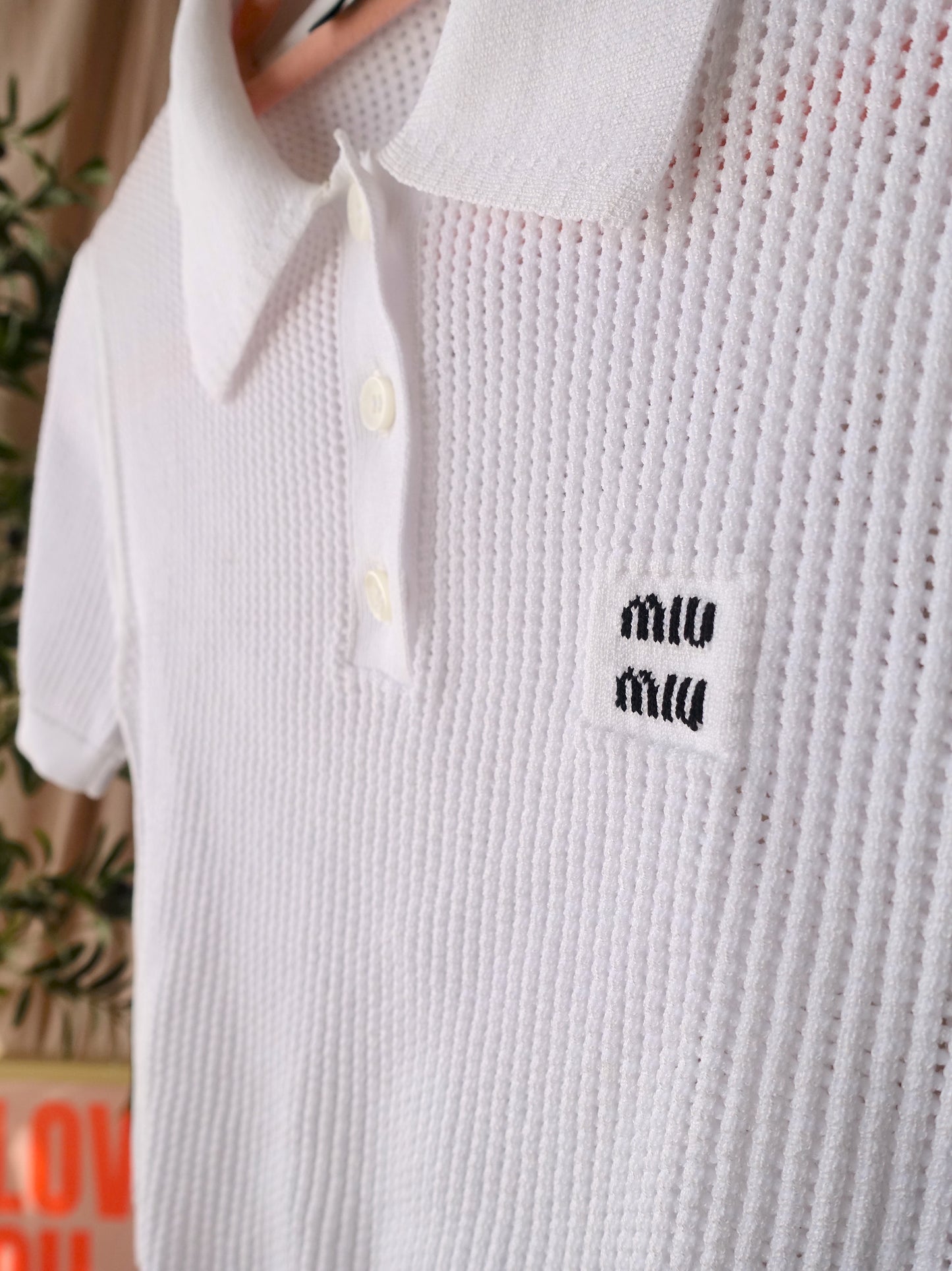 Miu Miu cropped crochet polo wit