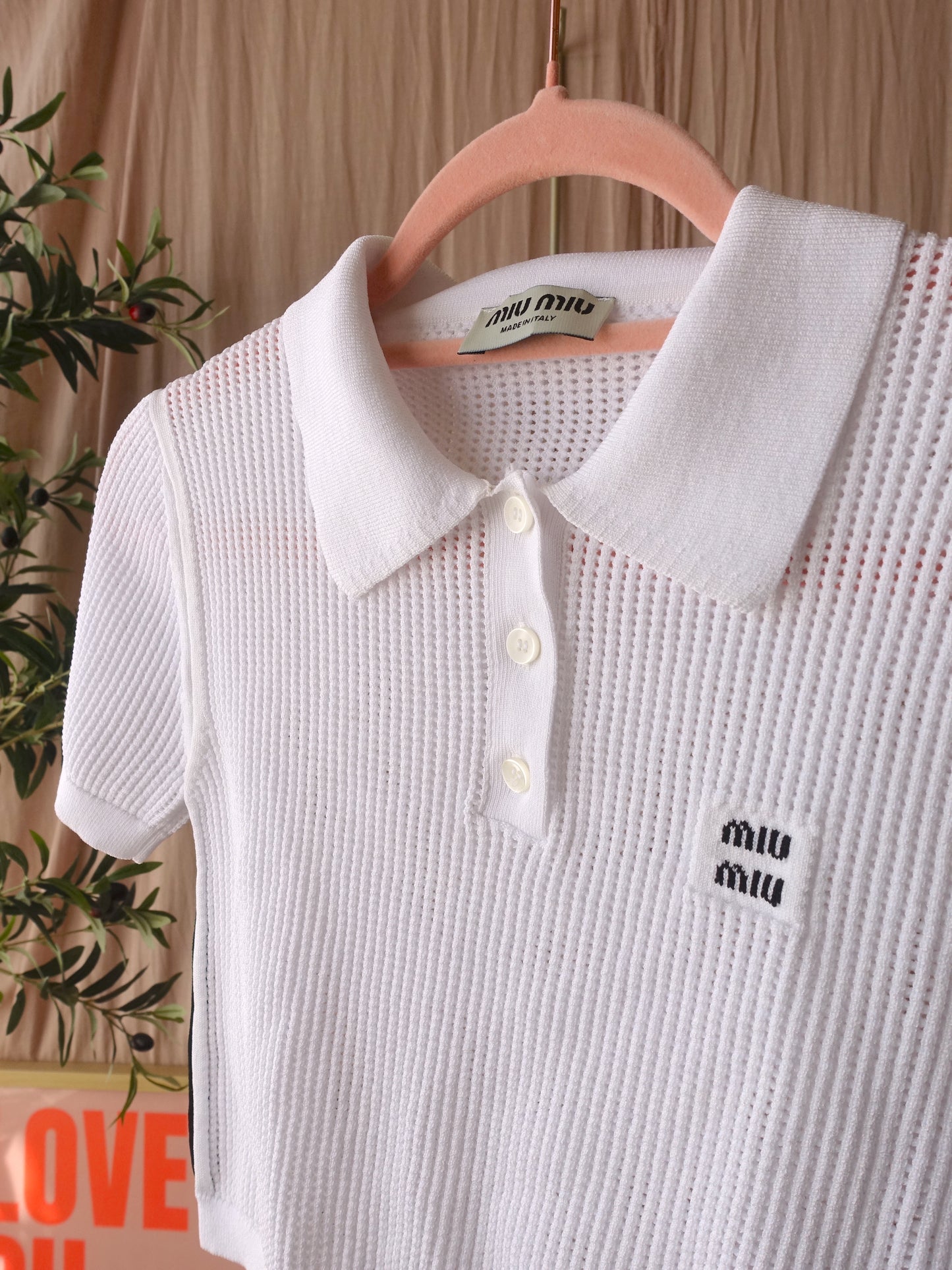 Miu Miu cropped crochet polo wit