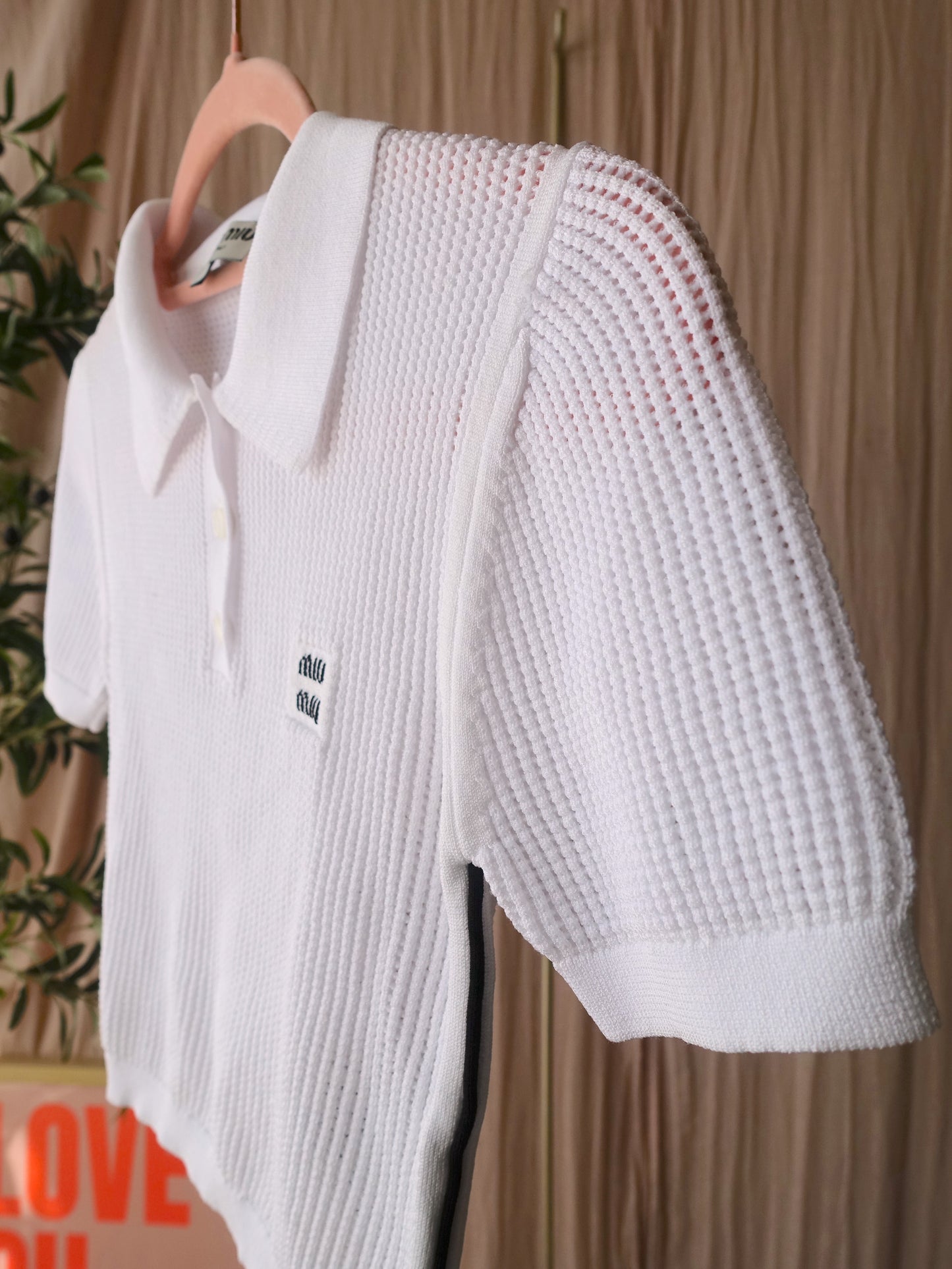 Miu Miu cropped crochet polo wit