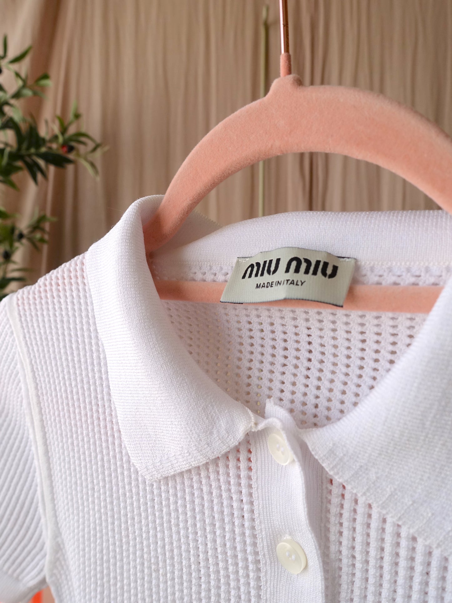 Miu Miu cropped crochet polo wit