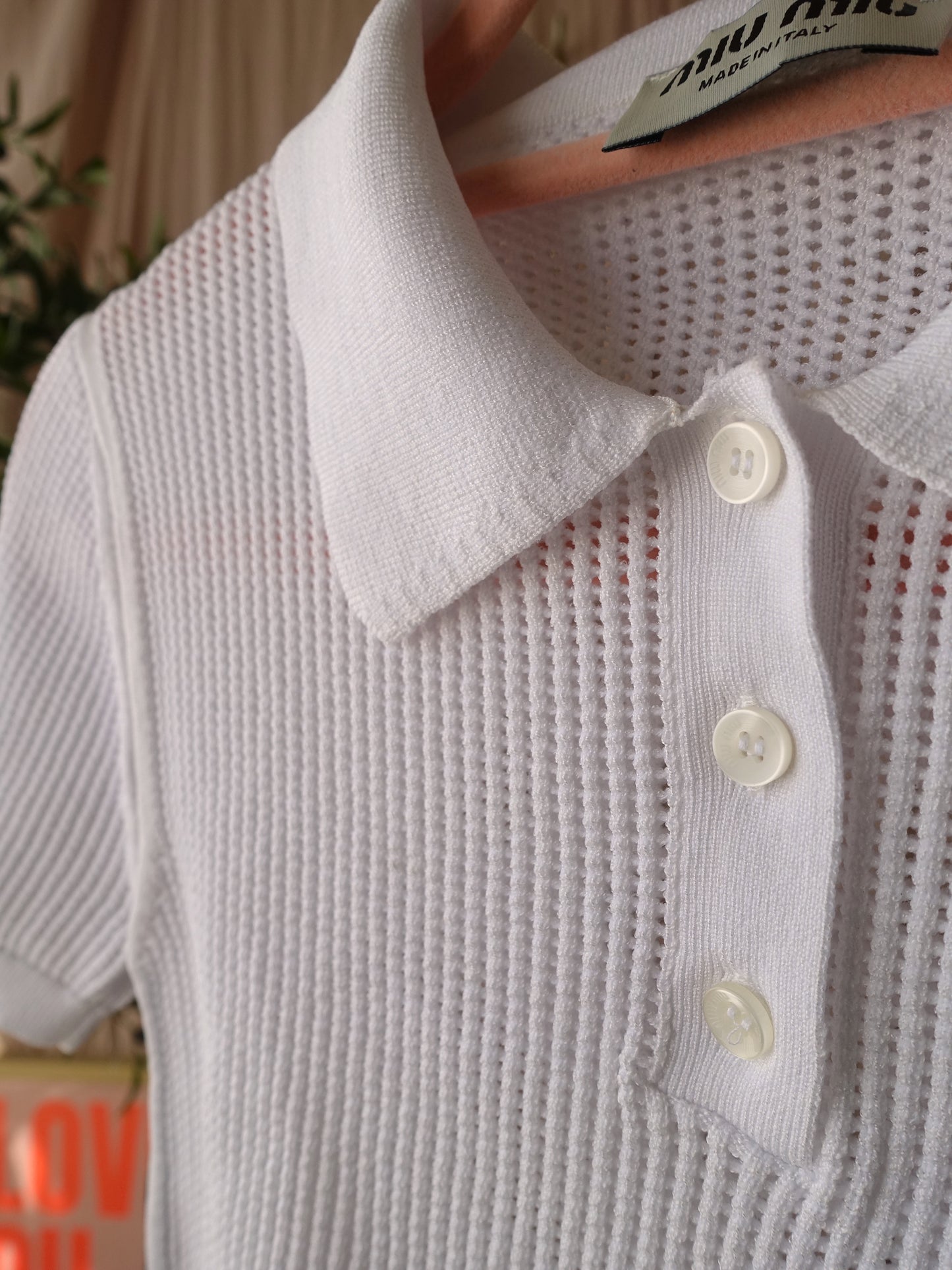 Miu Miu cropped crochet polo wit
