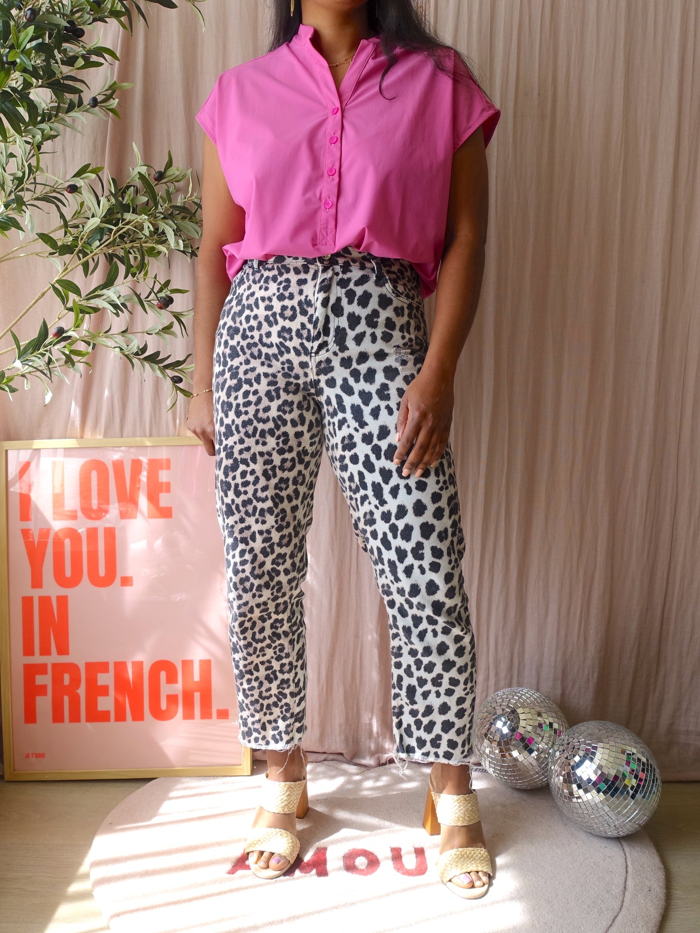 NED travelstof top aurora pink