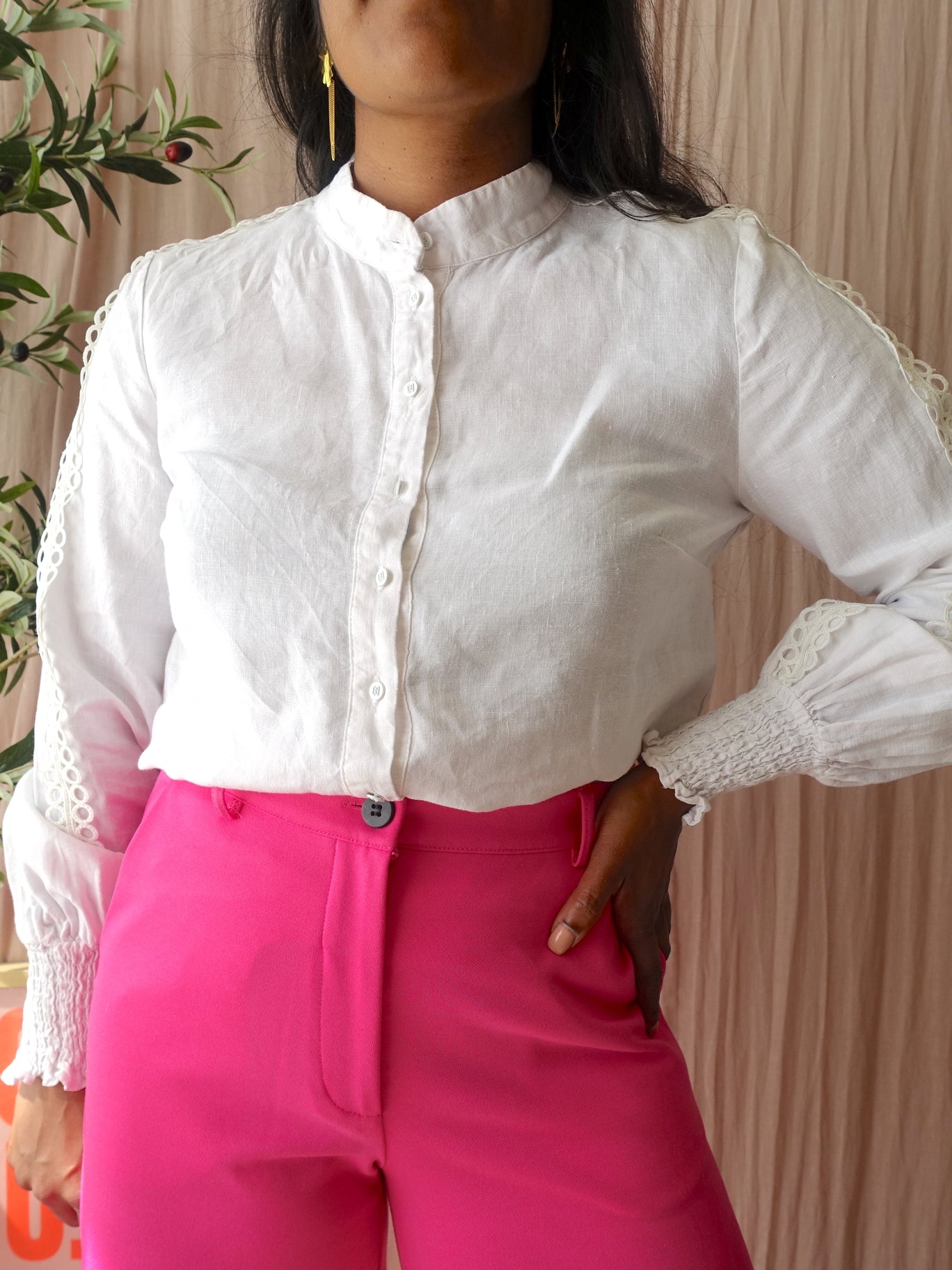 NIKKIE x Kate Moss linnen boho blouse wit