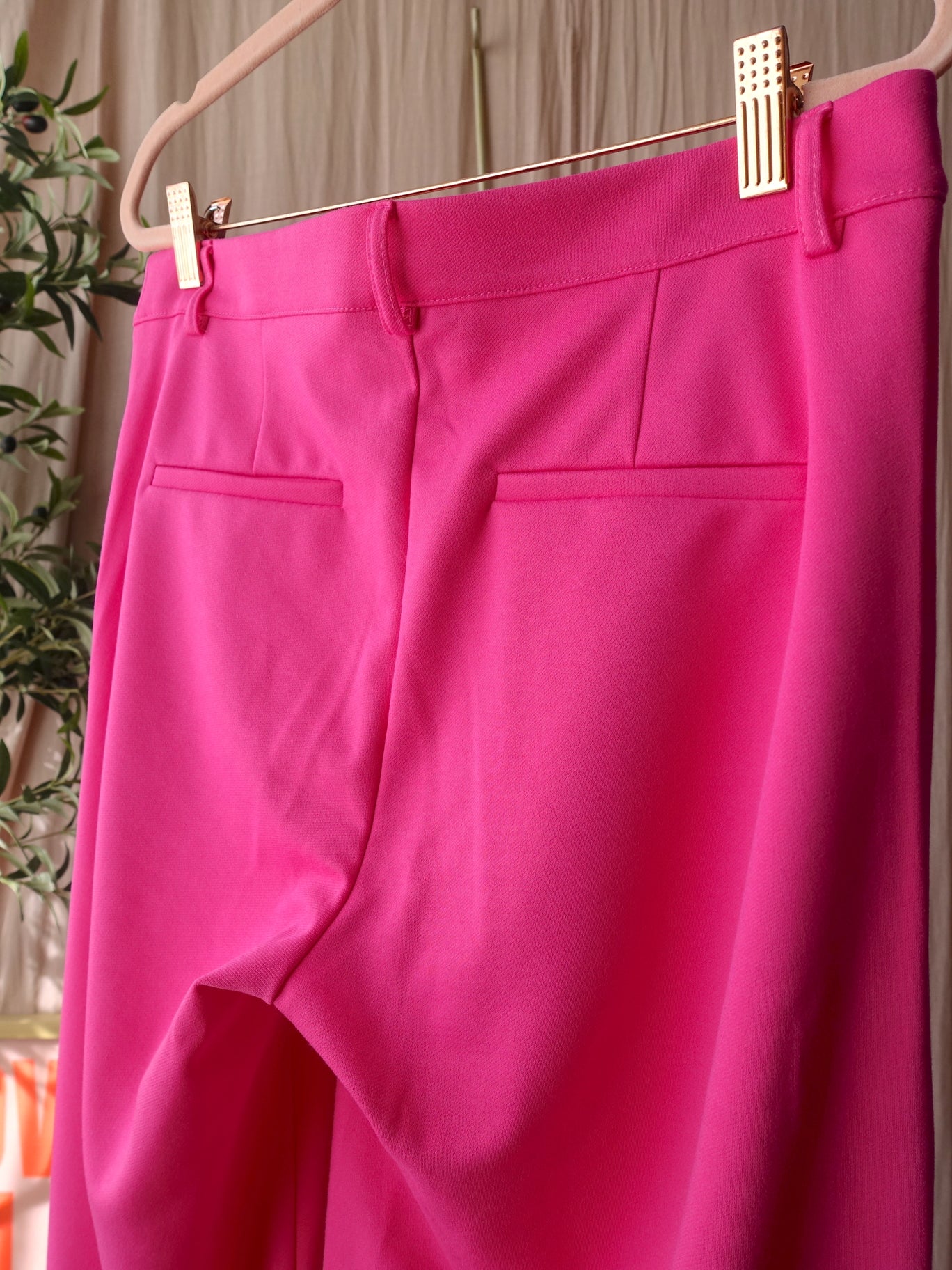 Freequent high waist stretch wide leg hot pink