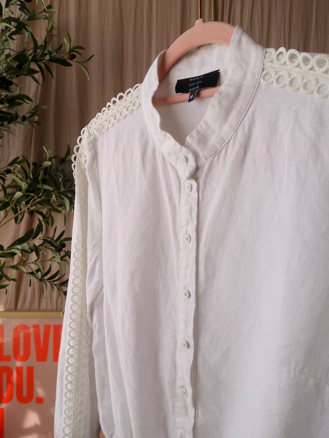 NIKKIE x Kate Moss linnen boho blouse wit