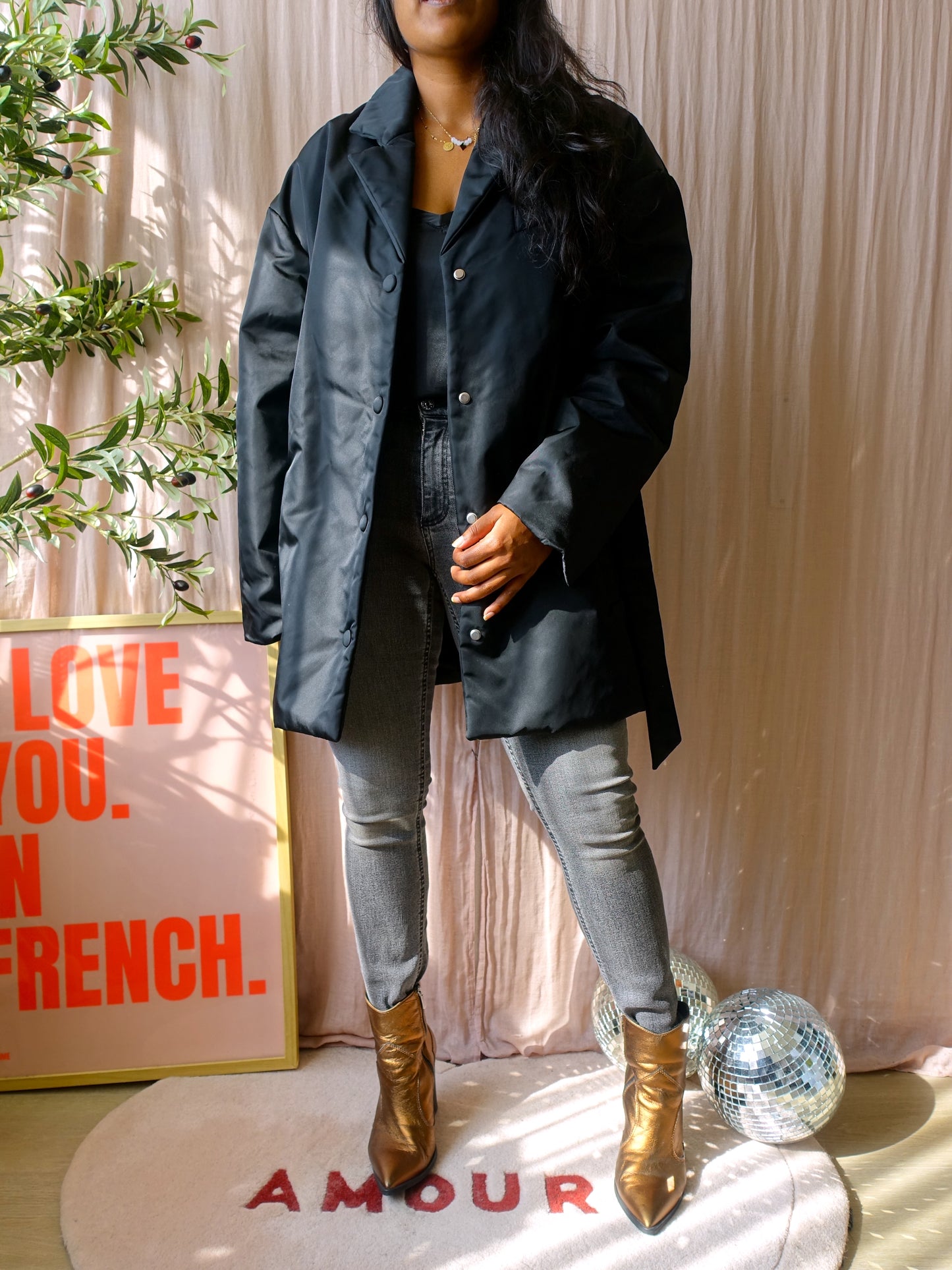 Nanushka liano belted trench coat black