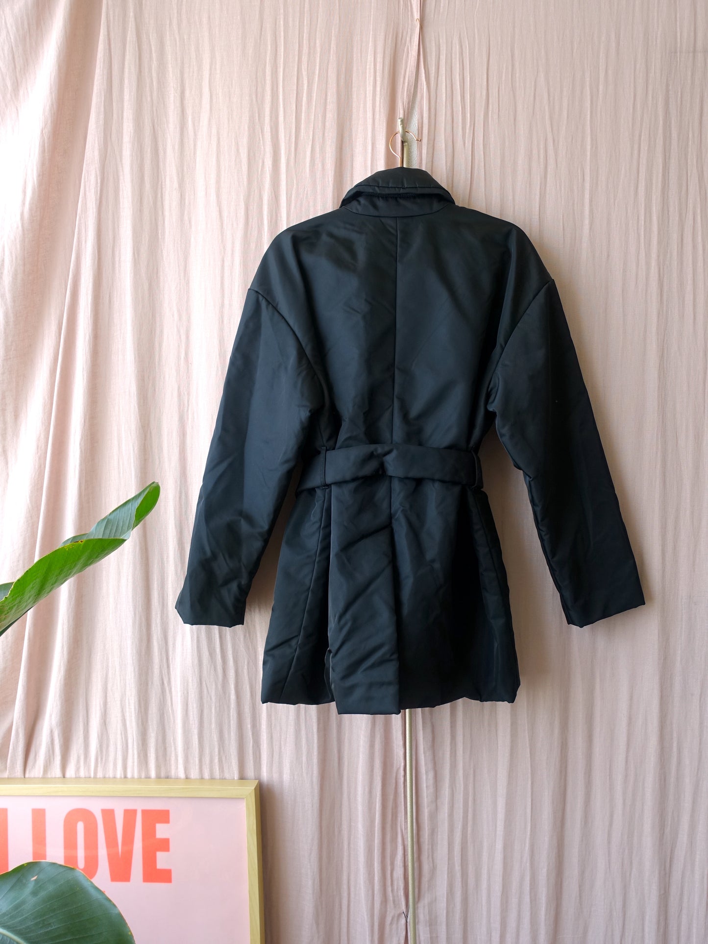 Nanushka liano belted trench coat black