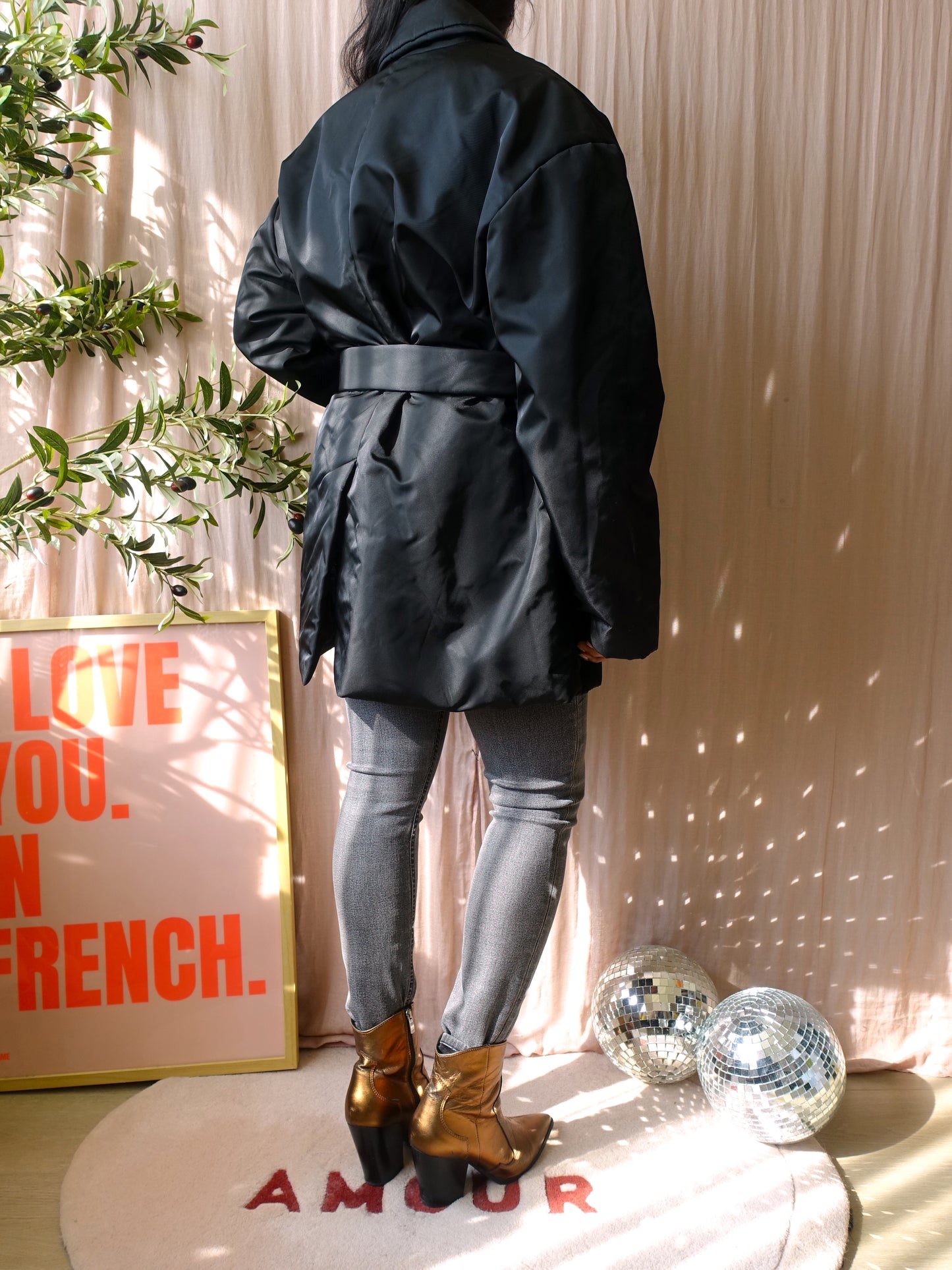 Nanushka liano belted trench coat black