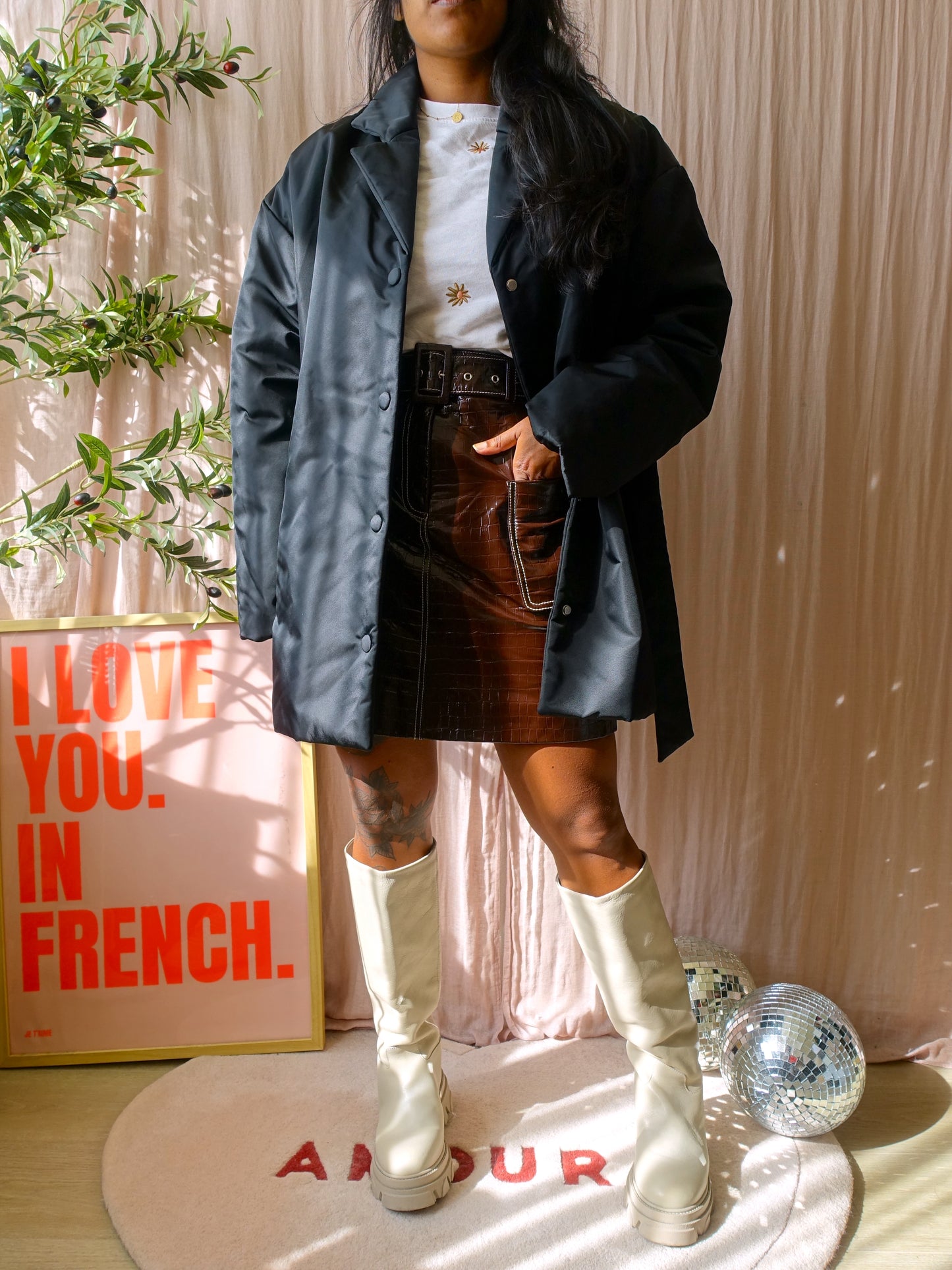 Nanushka liano belted trench coat black