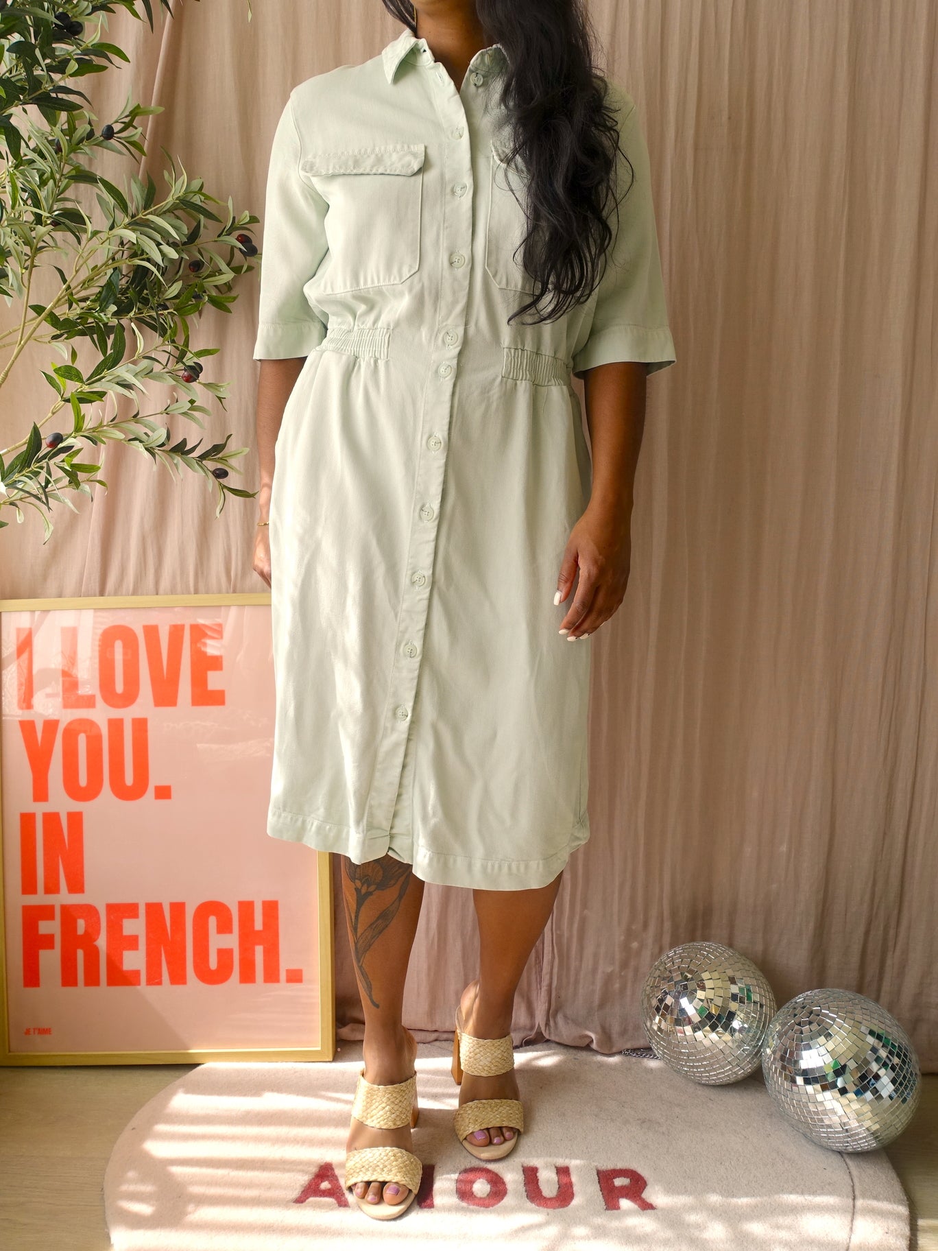 Nathalie Vleeschouwer tencel midi jurk pastel green