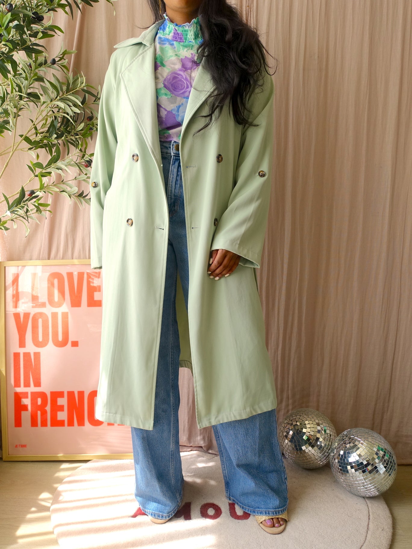 Ydence Francis rayonmix trenchcoat pastel green