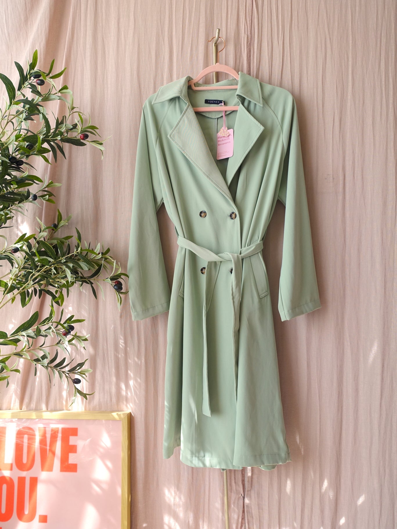 Ydence Francis rayonmix trenchcoat pastel green