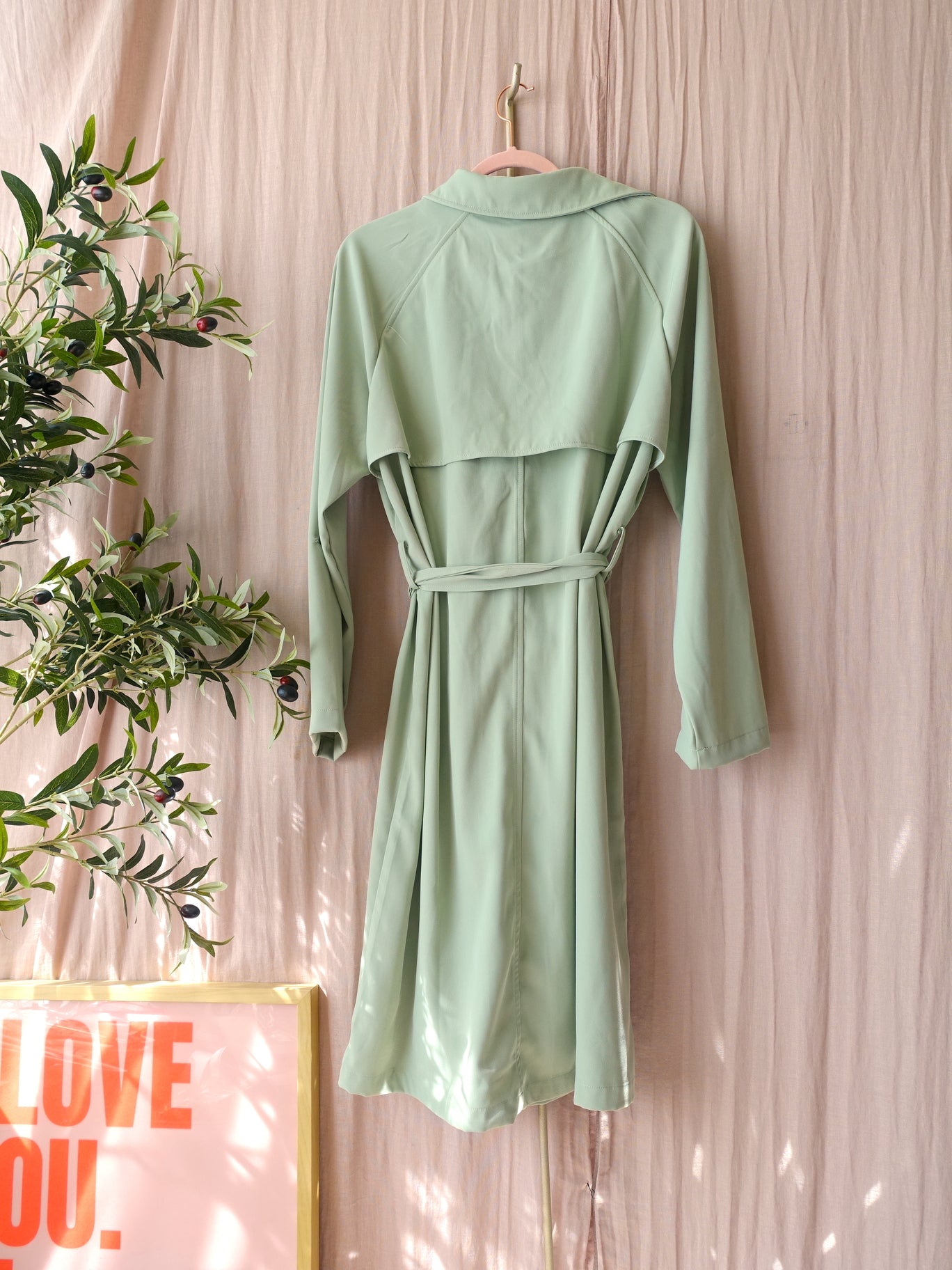 Ydence Francis rayonmix trenchcoat pastel green