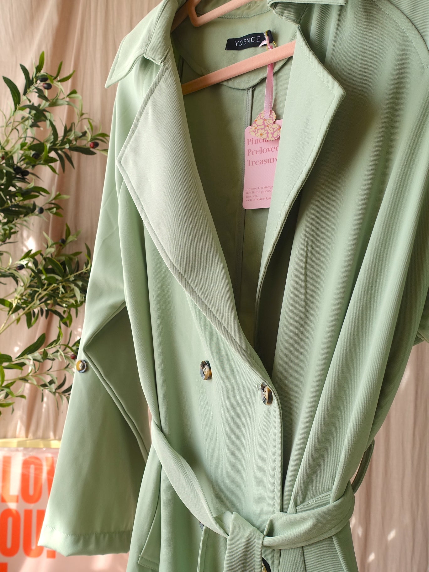 Ydence Francis rayonmix trenchcoat pastel green