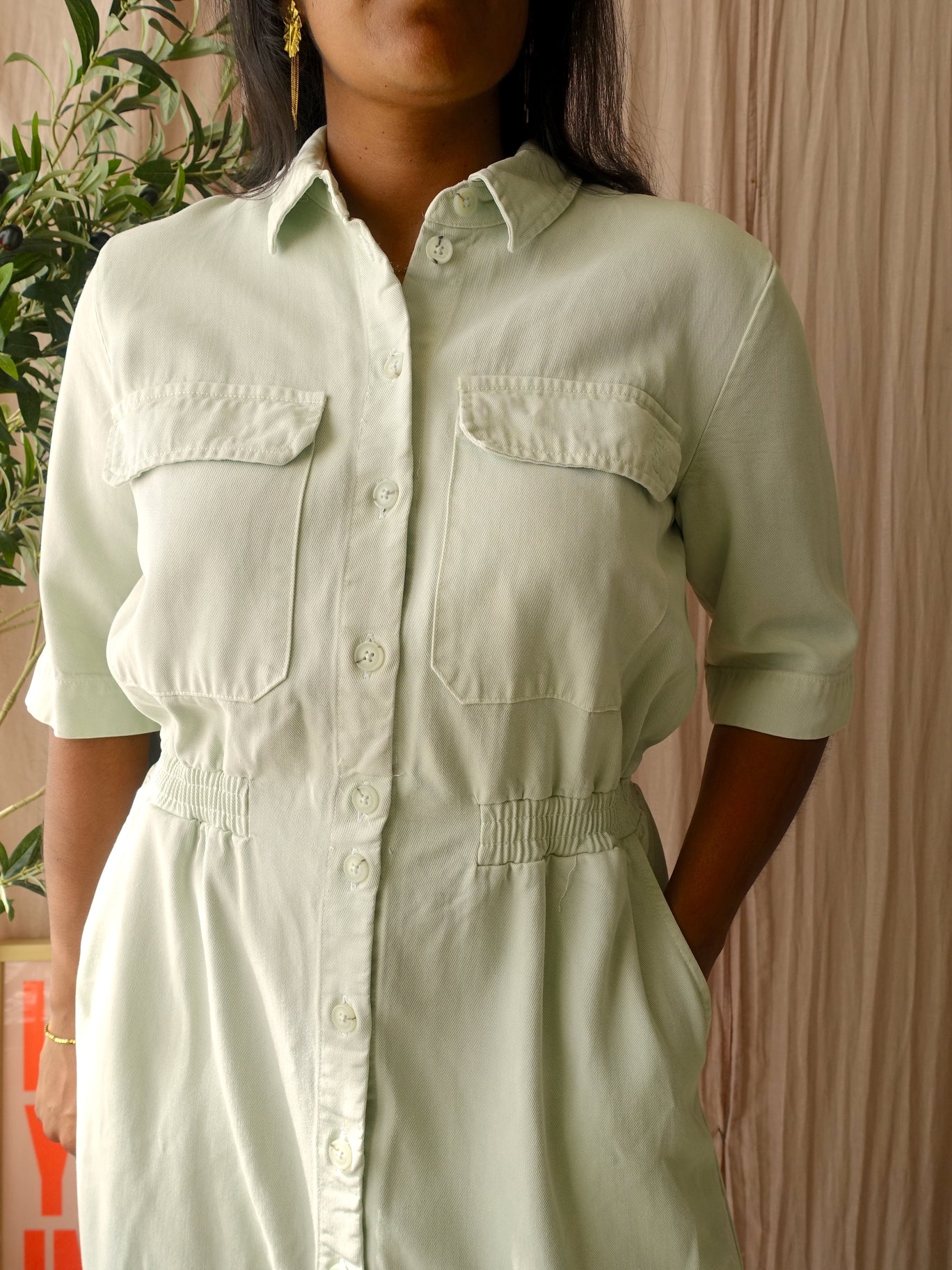 Nathalie Vleeschouwer tencel midi jurk pastel green