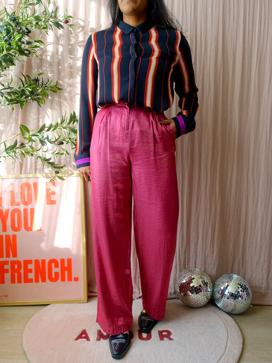 Nikkie high shiny wide leg raspberry pink