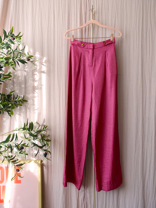 Nikkie high shiny wide leg raspberry pink