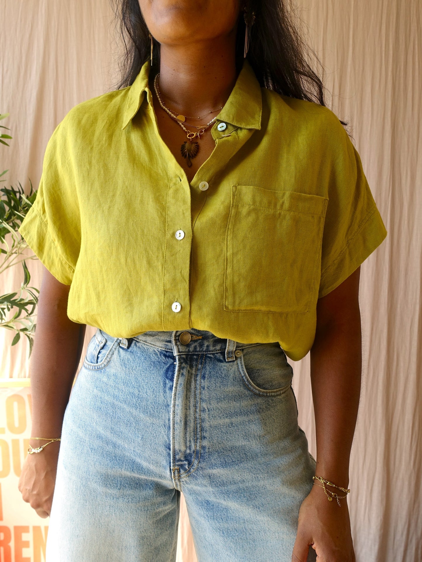OPUS felisa 100% linnen shirt pistachio paradise